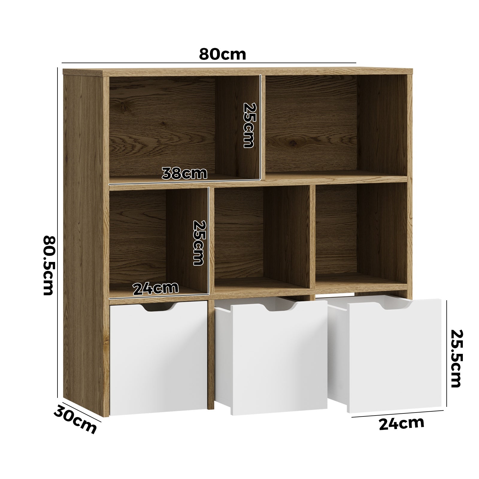 Oikiture Kids Bookcase Toy Organiser Cabinet With Removable Box Storage Natural - Sunyee