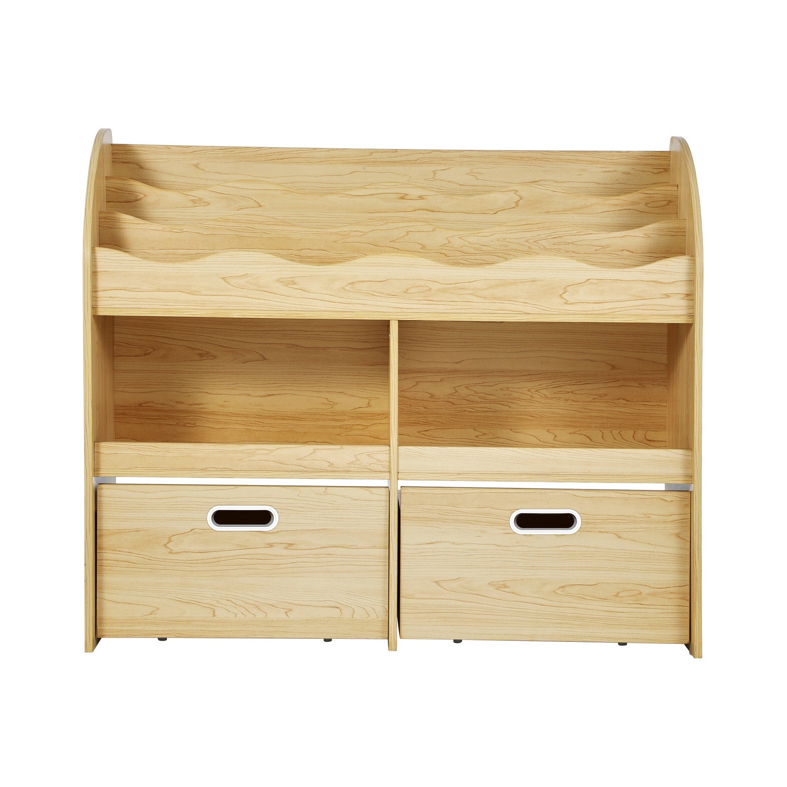Oikiture Kids Bookshelf Children Bookcase Toy Storage Box Display Shelf Natural