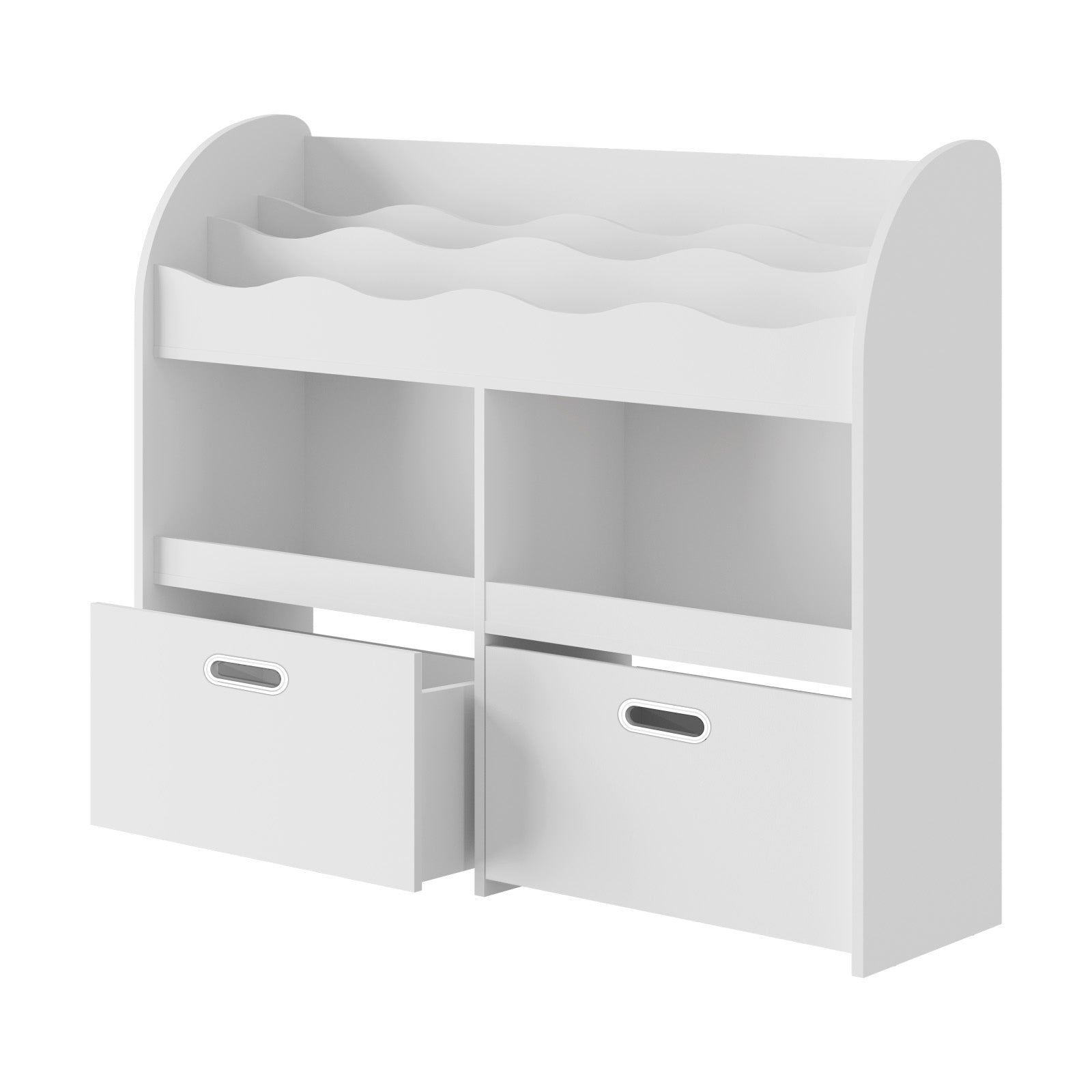 Oikiture Kids Bookshelf Children Bookcase Toy Storage Box Display Shelf White - Sunyee