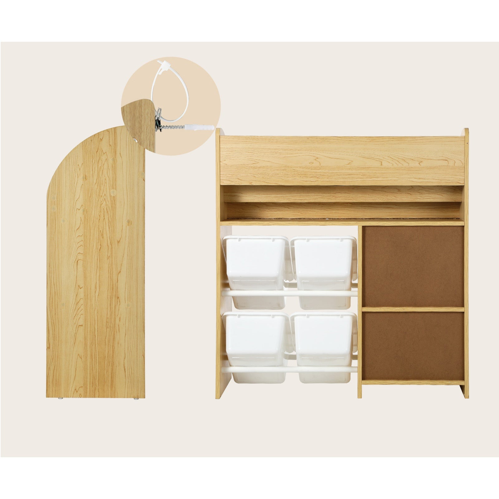 Oikiture Kids Bookshelf 4 Bins Toy Box Storage Organiser Display Shelf - Sunyee