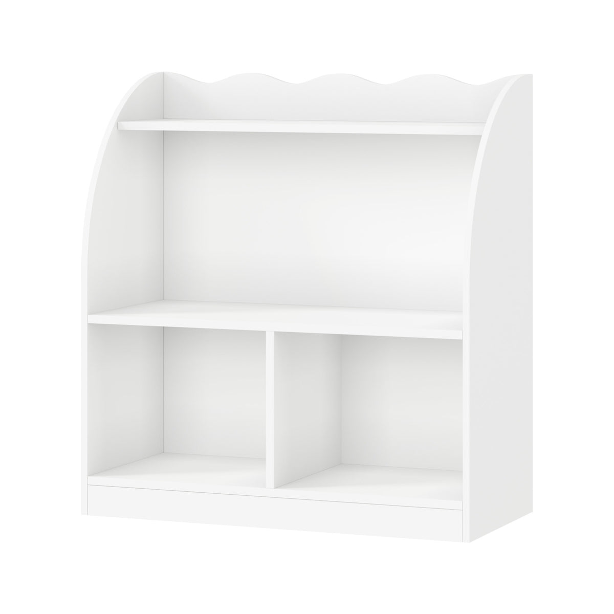 Oikiture Kids Storage Bookshelf Open Shelves Organiser Scalloped Edge White