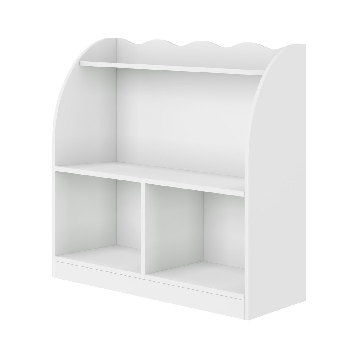 Oikiture Kids Storage Bookshelf Open Shelves Organiser Scalloped Edge White