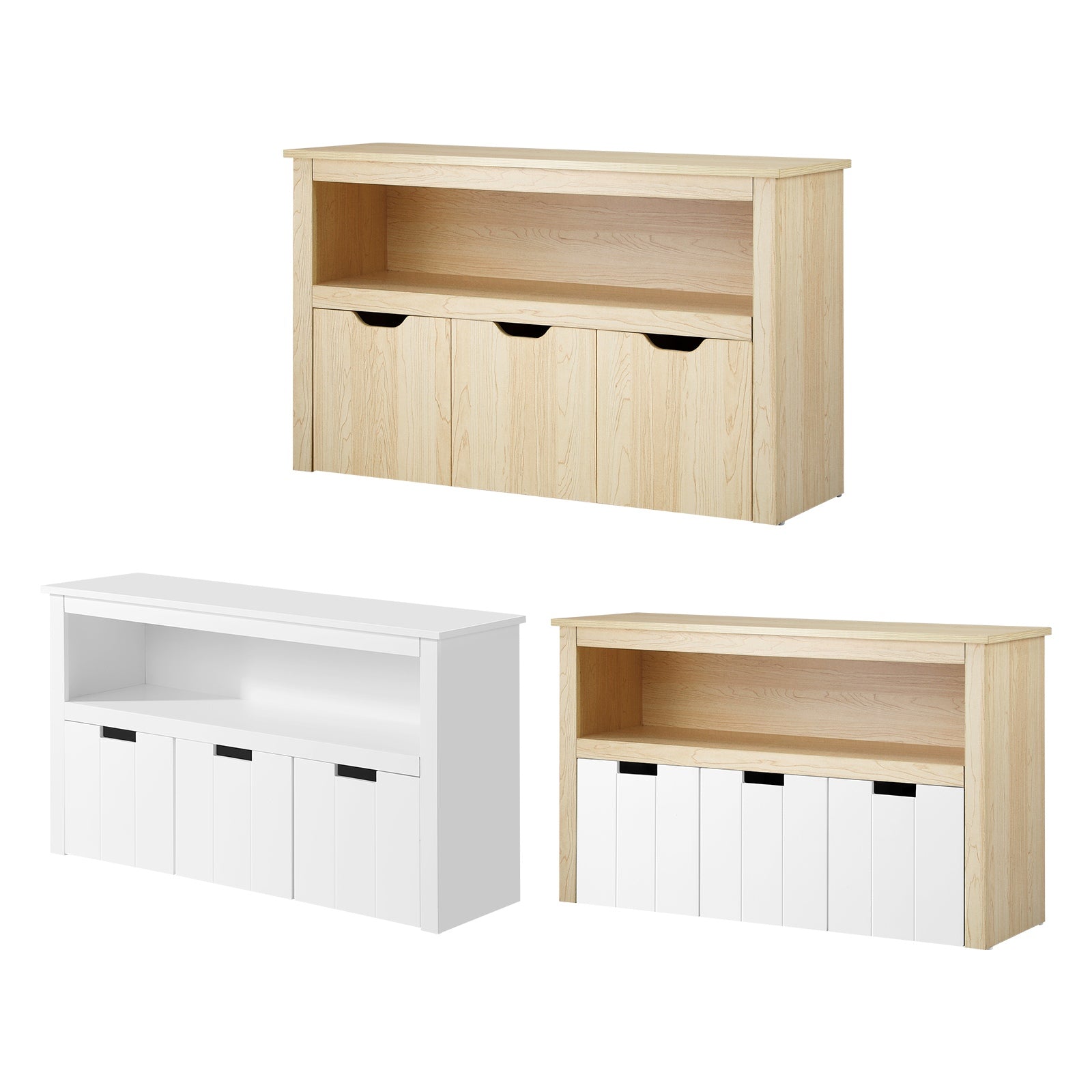 Oikiture Kids Toy Storage Cabinet Displayshelf With 3 Portable Box Bookshelf - Sunyee