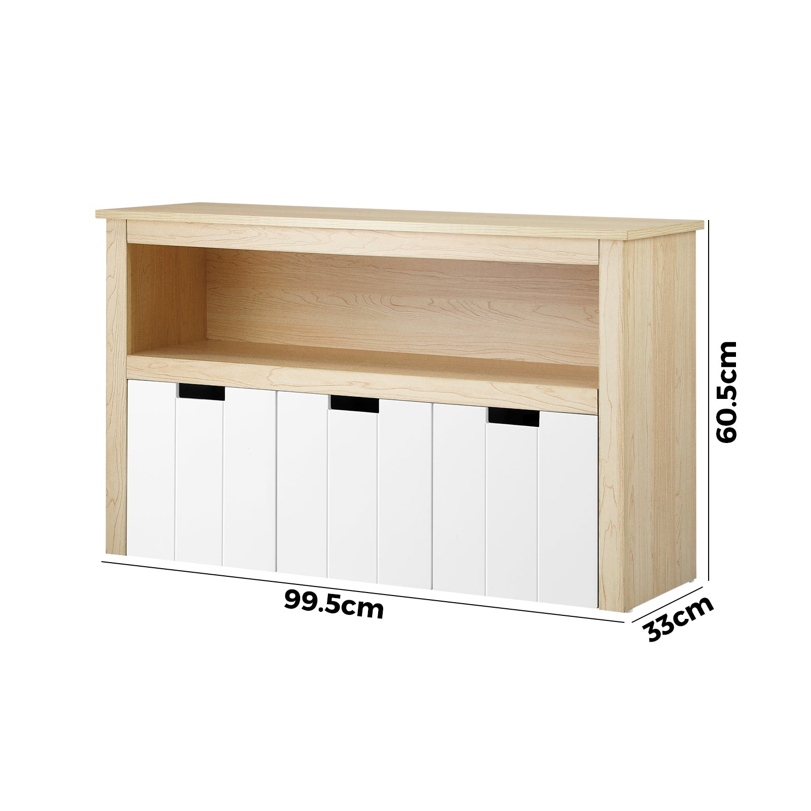Oikiture Wooden Kids Toy Storage Cabinet Displayshelf With 3 Portable Box - Sunyee