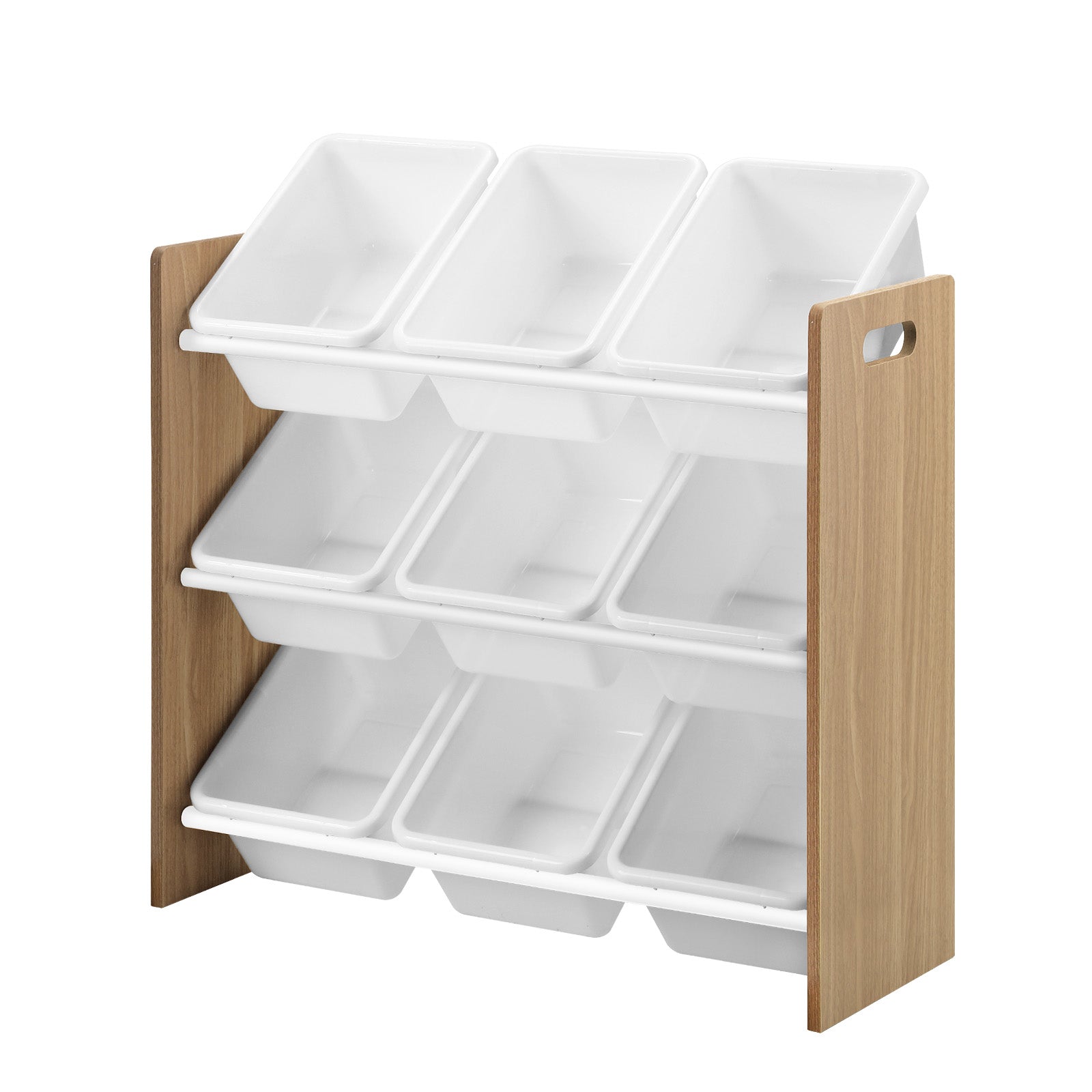 Oikiture Kids Toy Box Organiser 9 Bins Display Shelf Storage Rack Natural White - Sunyee