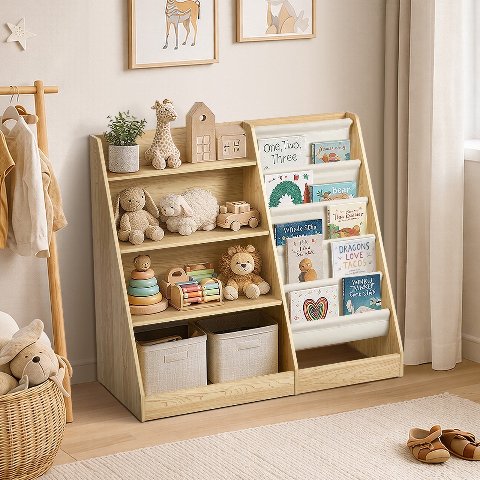 Oikiture Kids Bookshelf Bookcase Multi Tiers Display Shelf Rack DIY Organiser