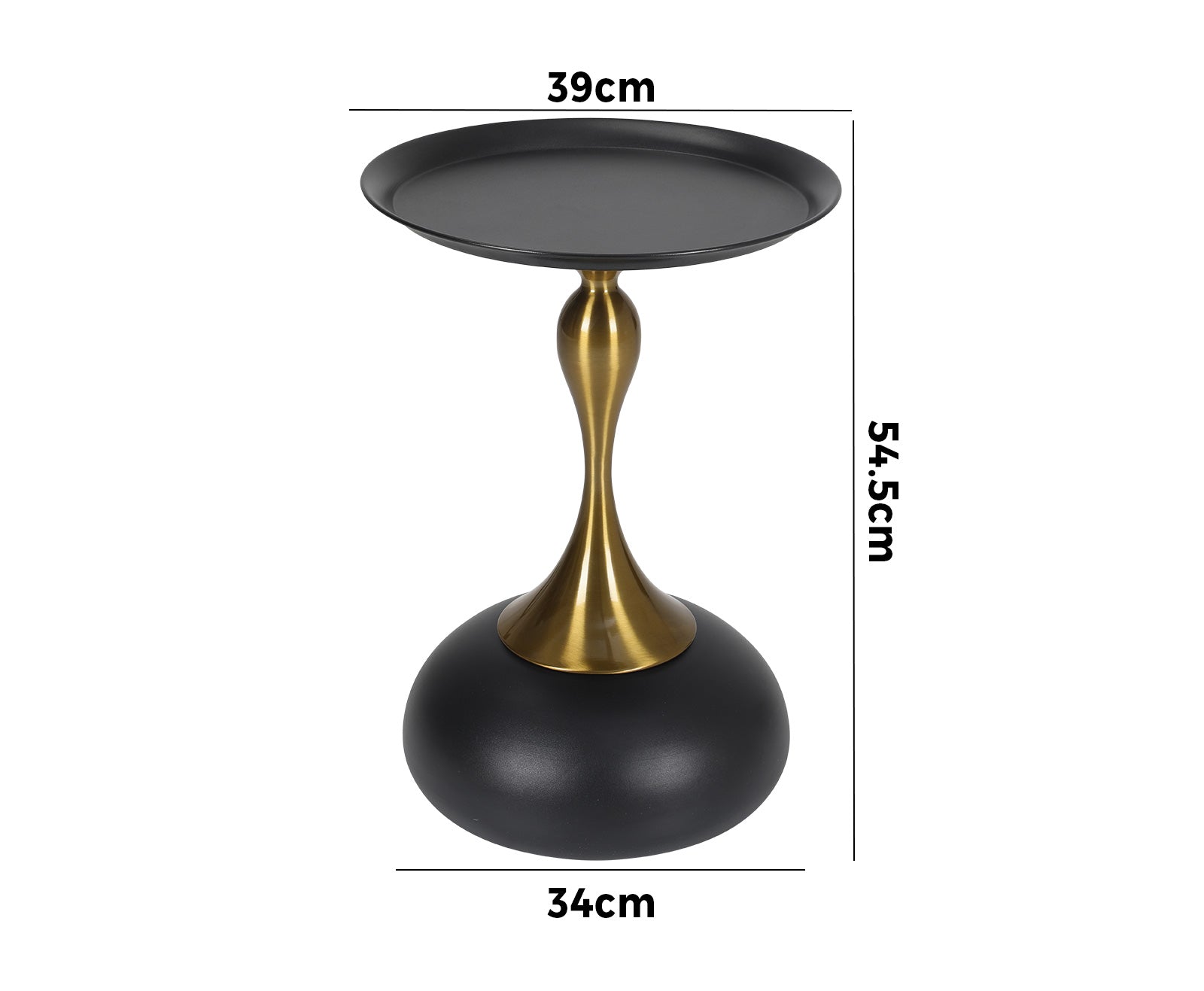 Oikiture Coffee Side Table Bedside Sofa Tea End Tables Round Metal Black - Sunyee