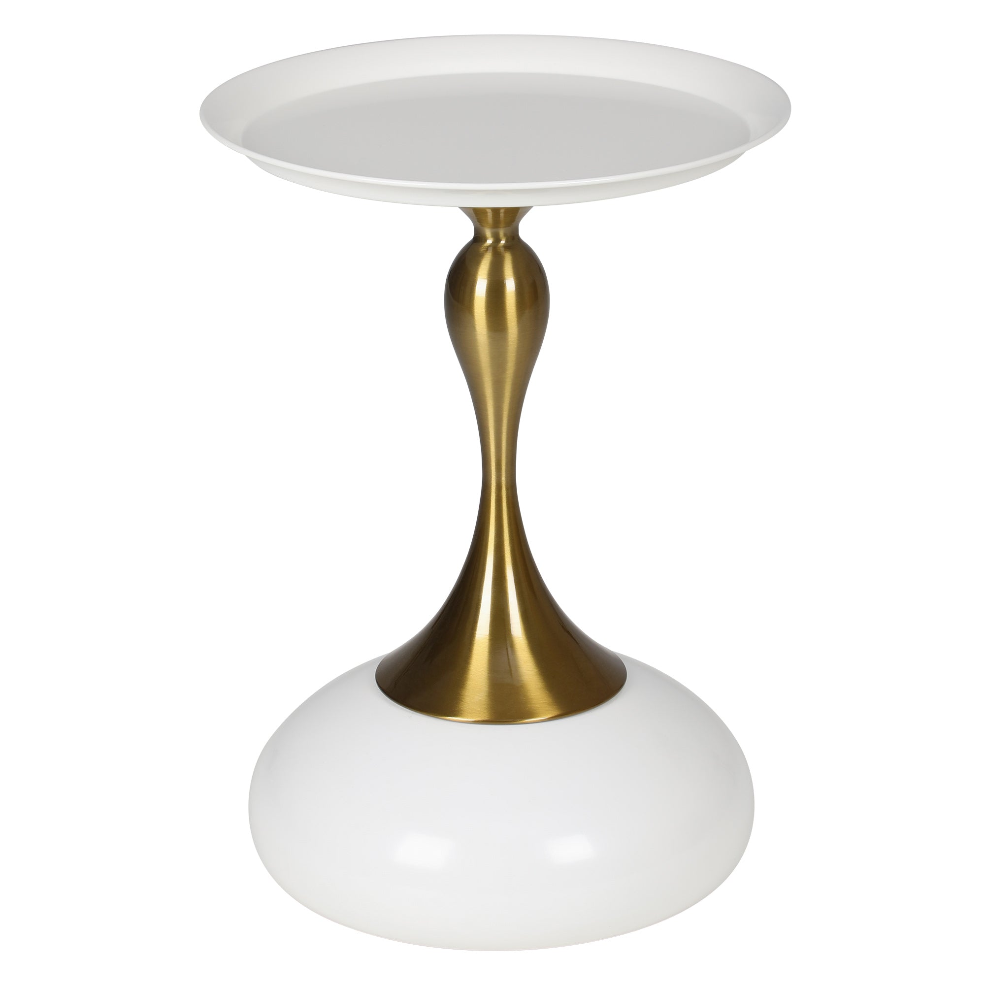 Oikiture Coffee Side Table Bedside Sofa Tea End Tables Round Metal White - Sunyee