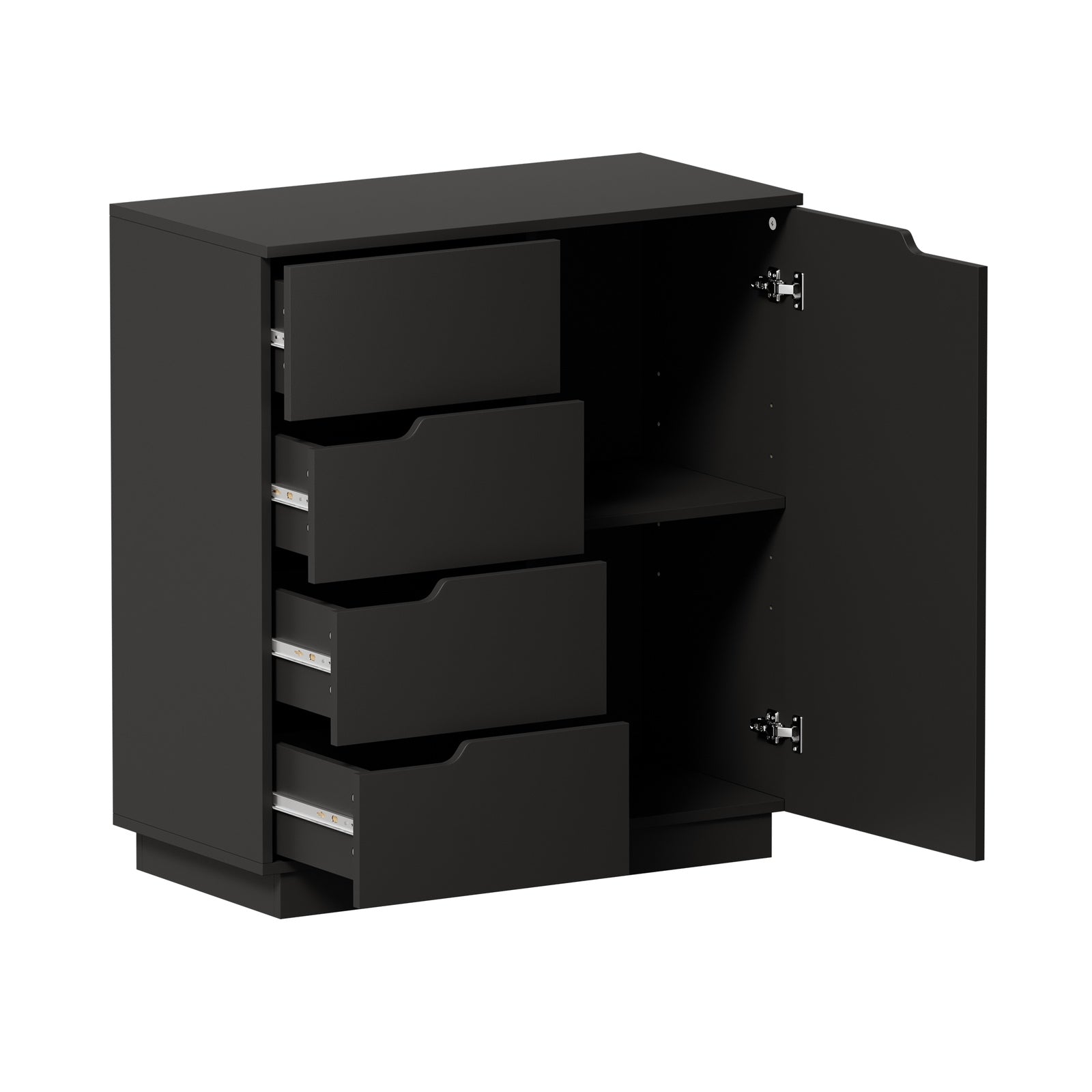 Oikiture Storage Cabinet 4 Drawers Buffet Cupboard Hallway Handleless Black