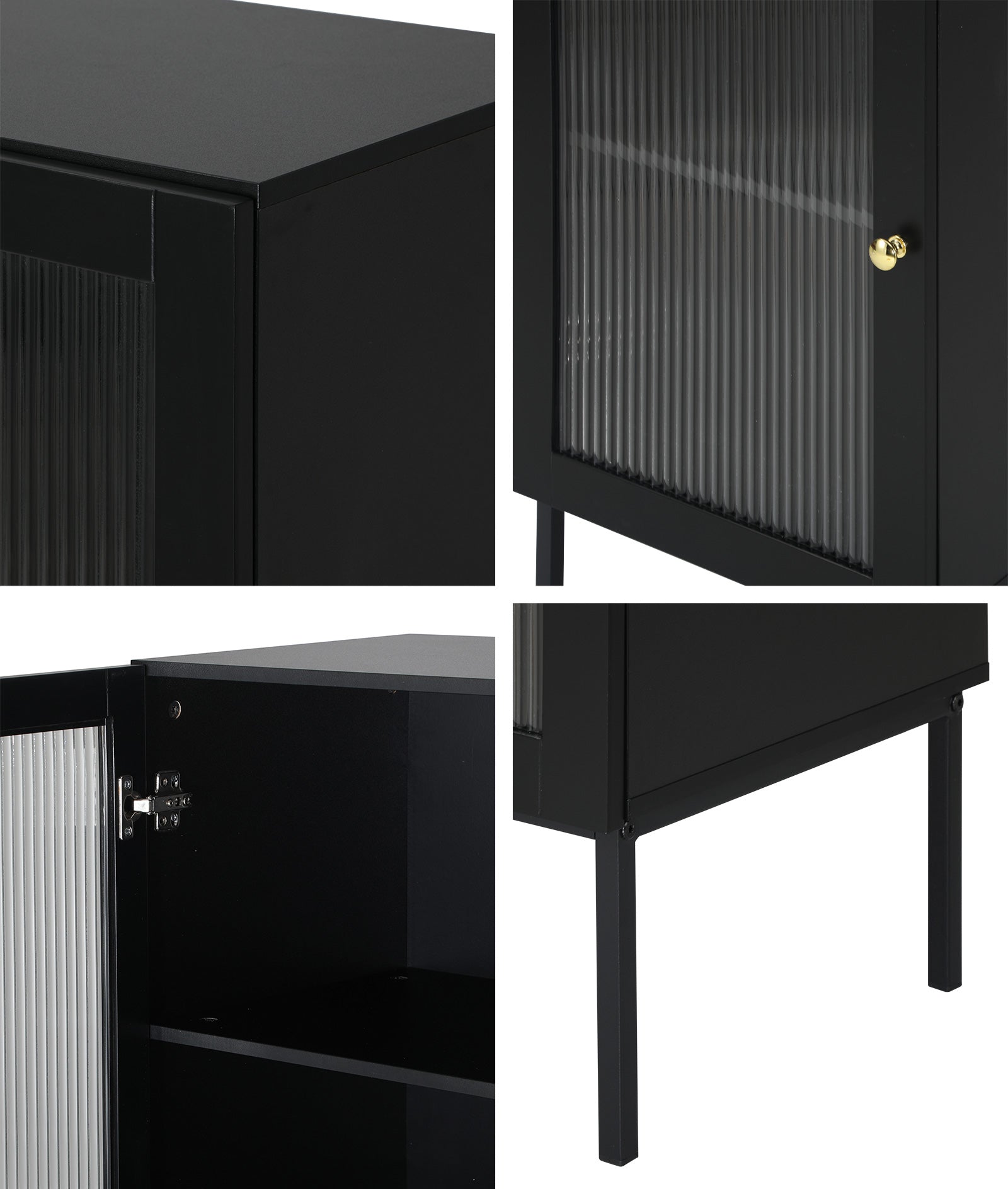 Oikiture Bathroom Cabinet Floor Cupboard Slim Storage Tempered Glass Door Black - Sunyee