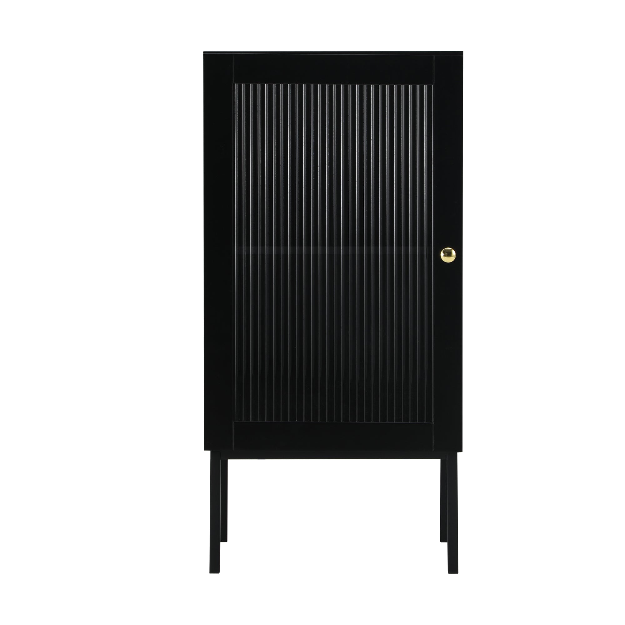 Oikiture Bathroom Cabinet Floor Cupboard Slim Storage Tempered Glass Door Black - Sunyee