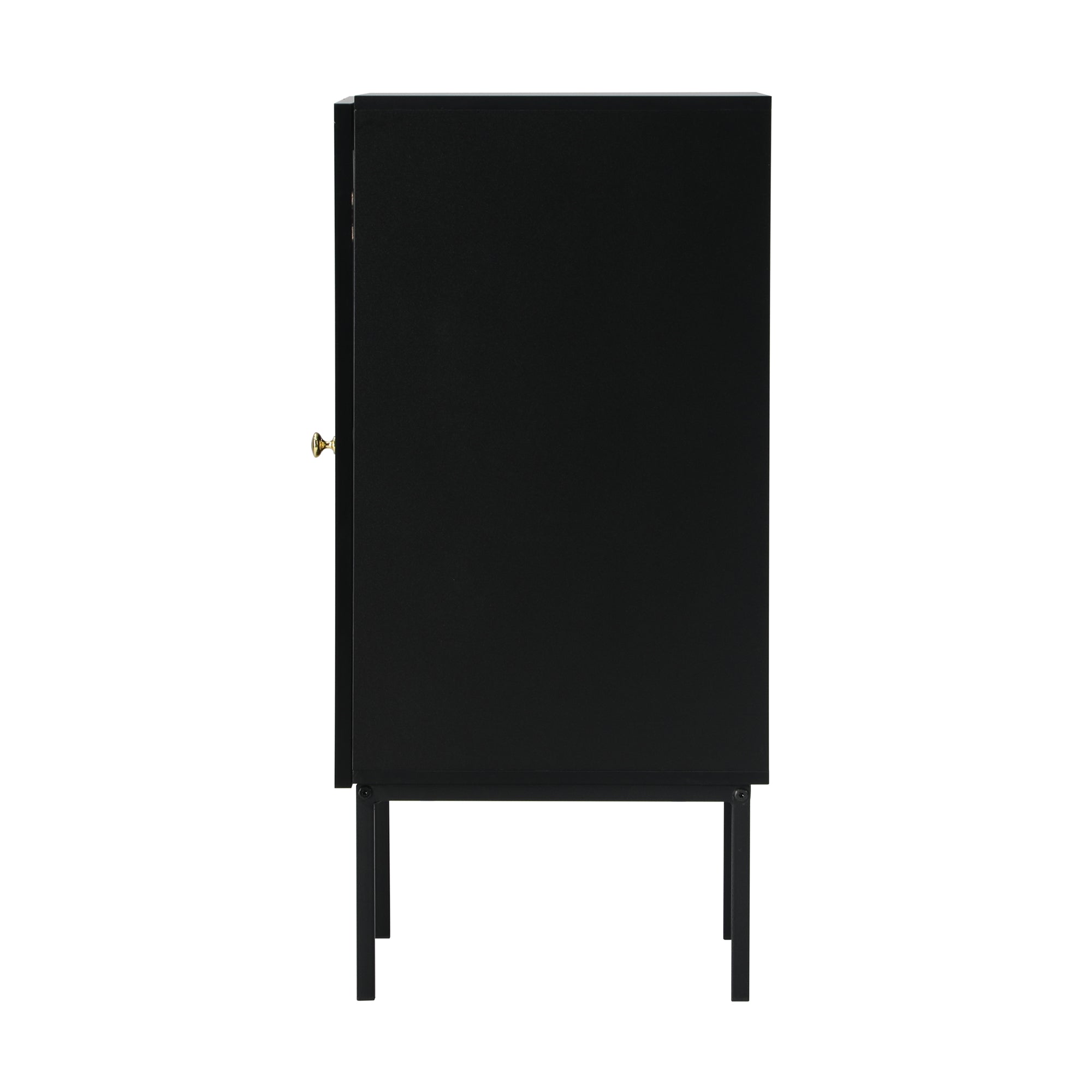 Oikiture Bathroom Cabinet Floor Cupboard Slim Storage Tempered Glass Door Black - Sunyee