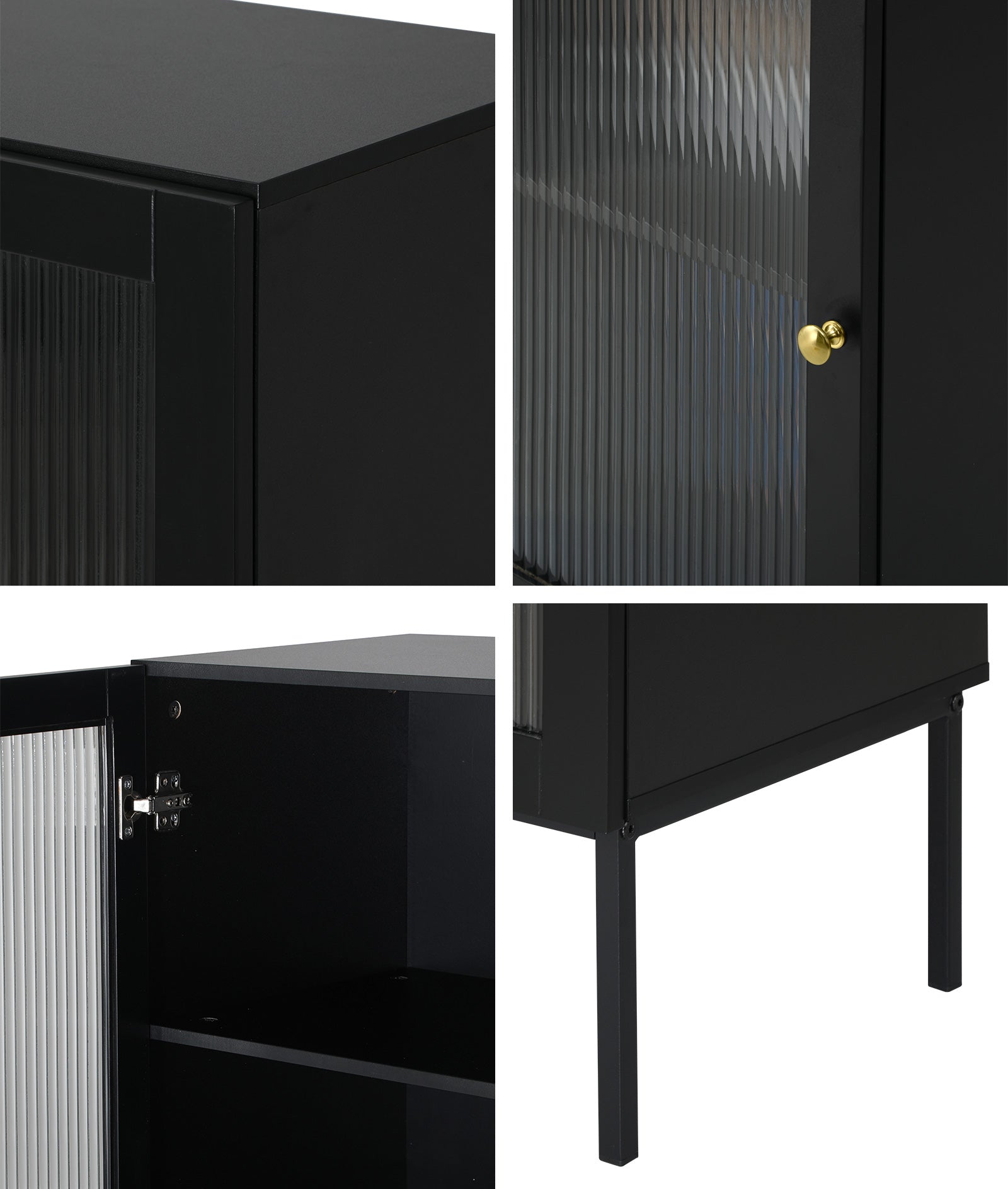 Oikiture Bathroom Cabinet Storage Tall Slim Cupboard Tempered Glass Door Black - Sunyee