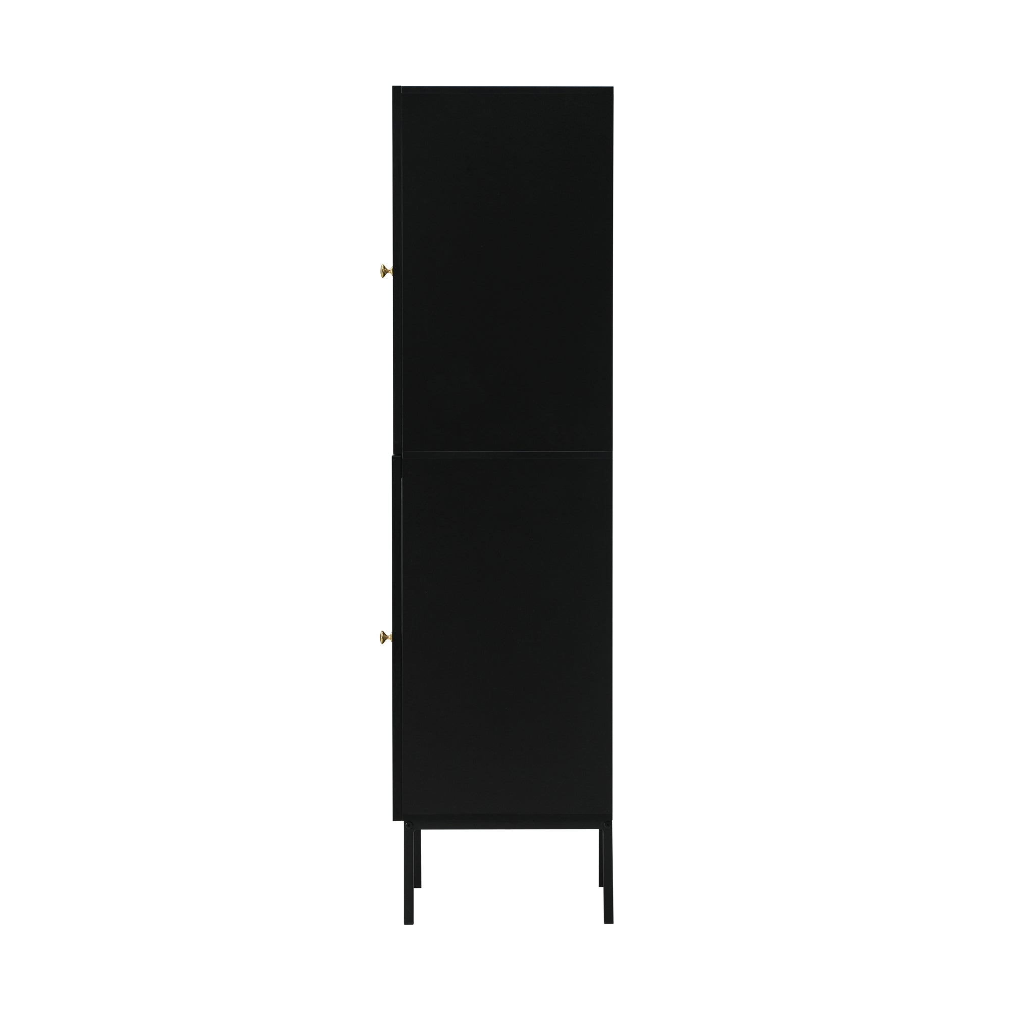 Oikiture Bathroom Cabinet Storage Tall Slim Cupboard Tempered Glass Door Black - Sunyee