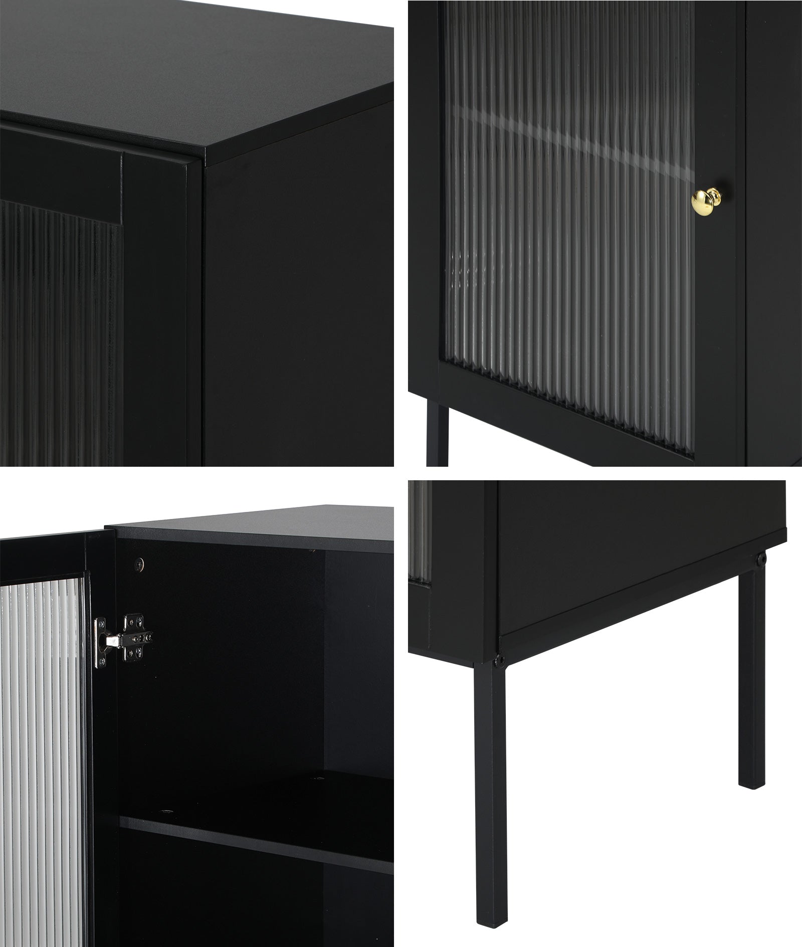 Oikiture Bathroom Cabinet Storage Toilet Cupboard Tempered Glass Door Black - Sunyee