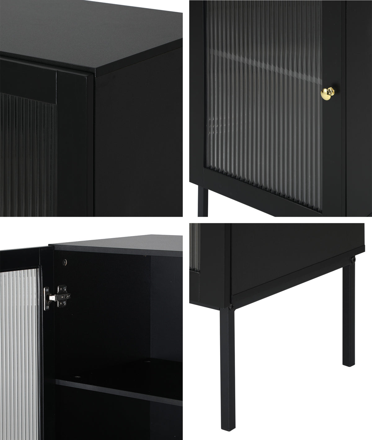 Oikiture Bathroom Cabinet Storage Toilet Cupboard Tempered Glass Door Black
