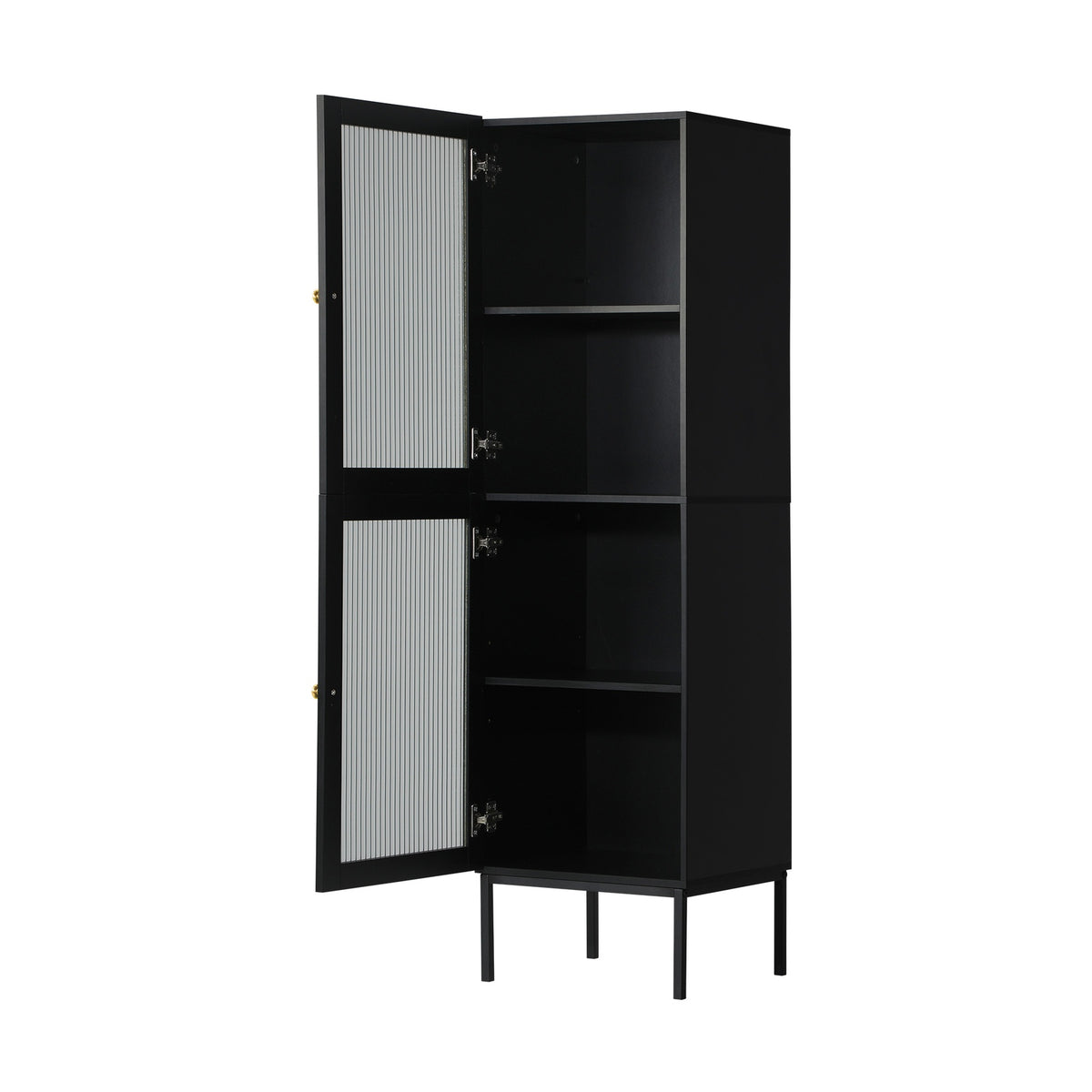 Oikiture Bathroom Cabinet Storage Toilet Cupboard Tempered Glass Door Black