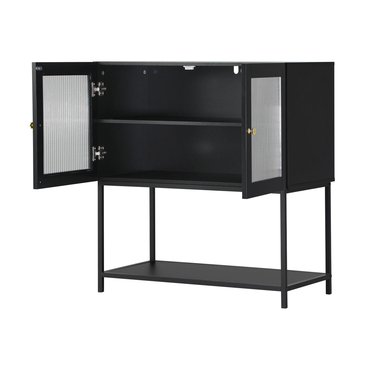 Oikiture Bathroom Cabinet Storage Toilet Cupboard Tempered Glass Door Black