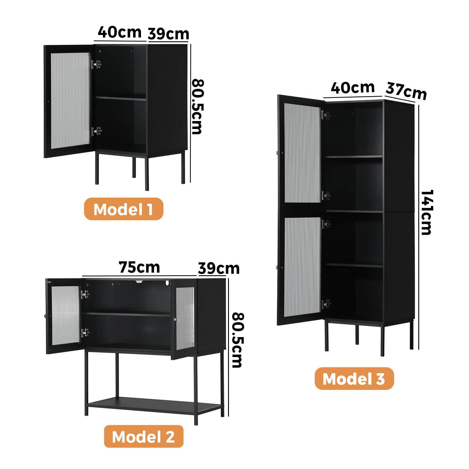 Oikiture Bathroom Cabinet Storage Toilet Cupboard Tempered Glass Door Black - Sunyee