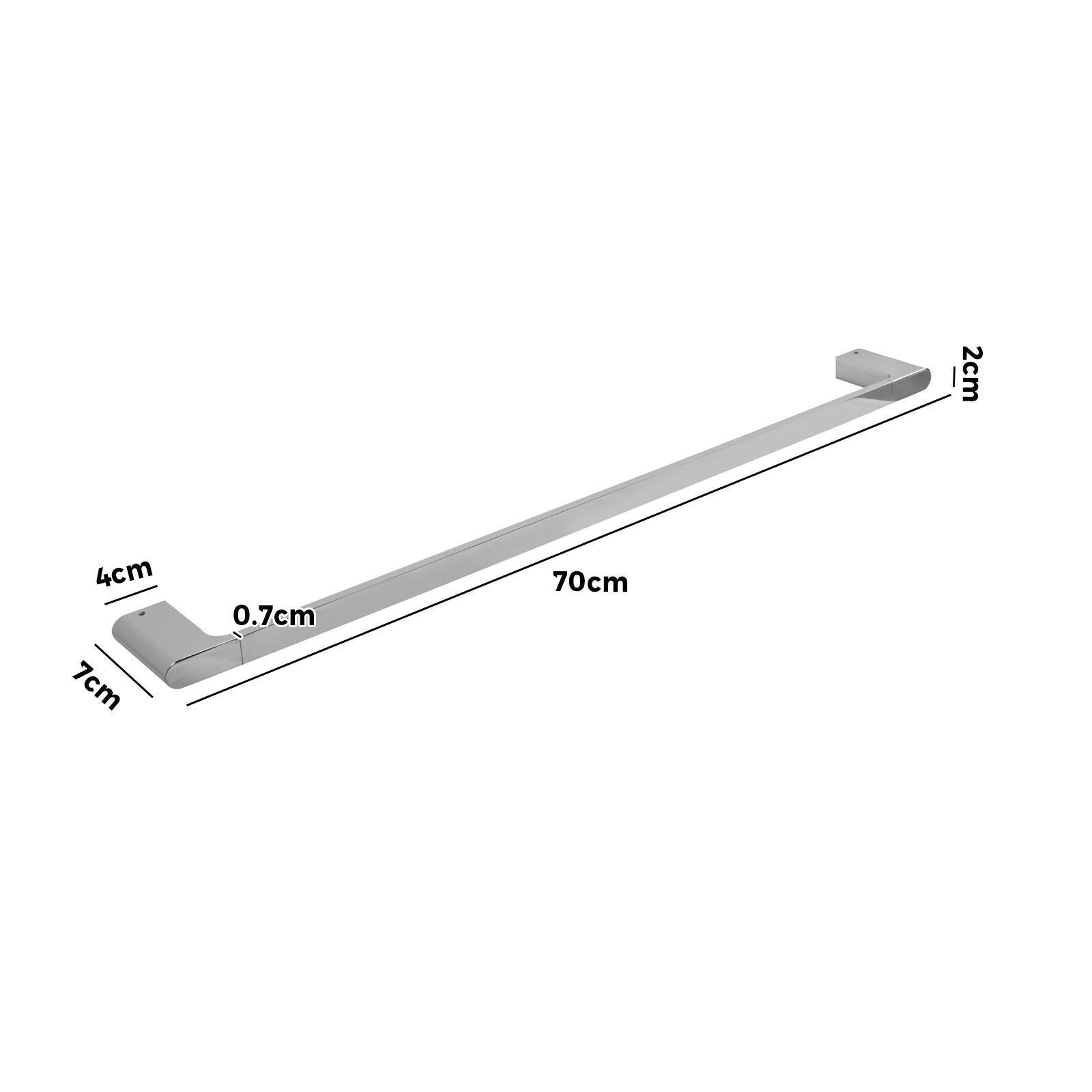 Single Towel Rail 70cm Rack Bar Holder Bathroom Accessories Chrome - Sunyee