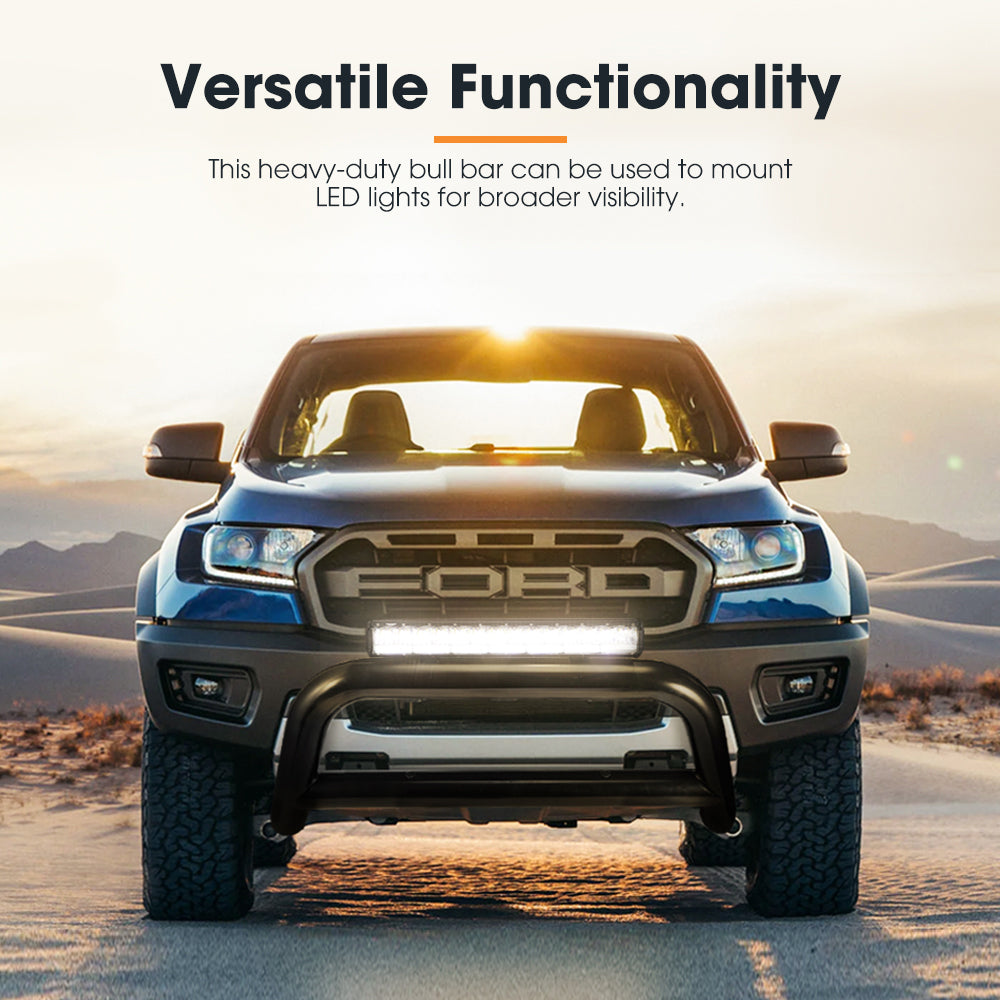 Nudge Bar 3" Grille Guard for Ford Ranger T6 T7 PX 2012-2018 + Light Bar - Sunyee