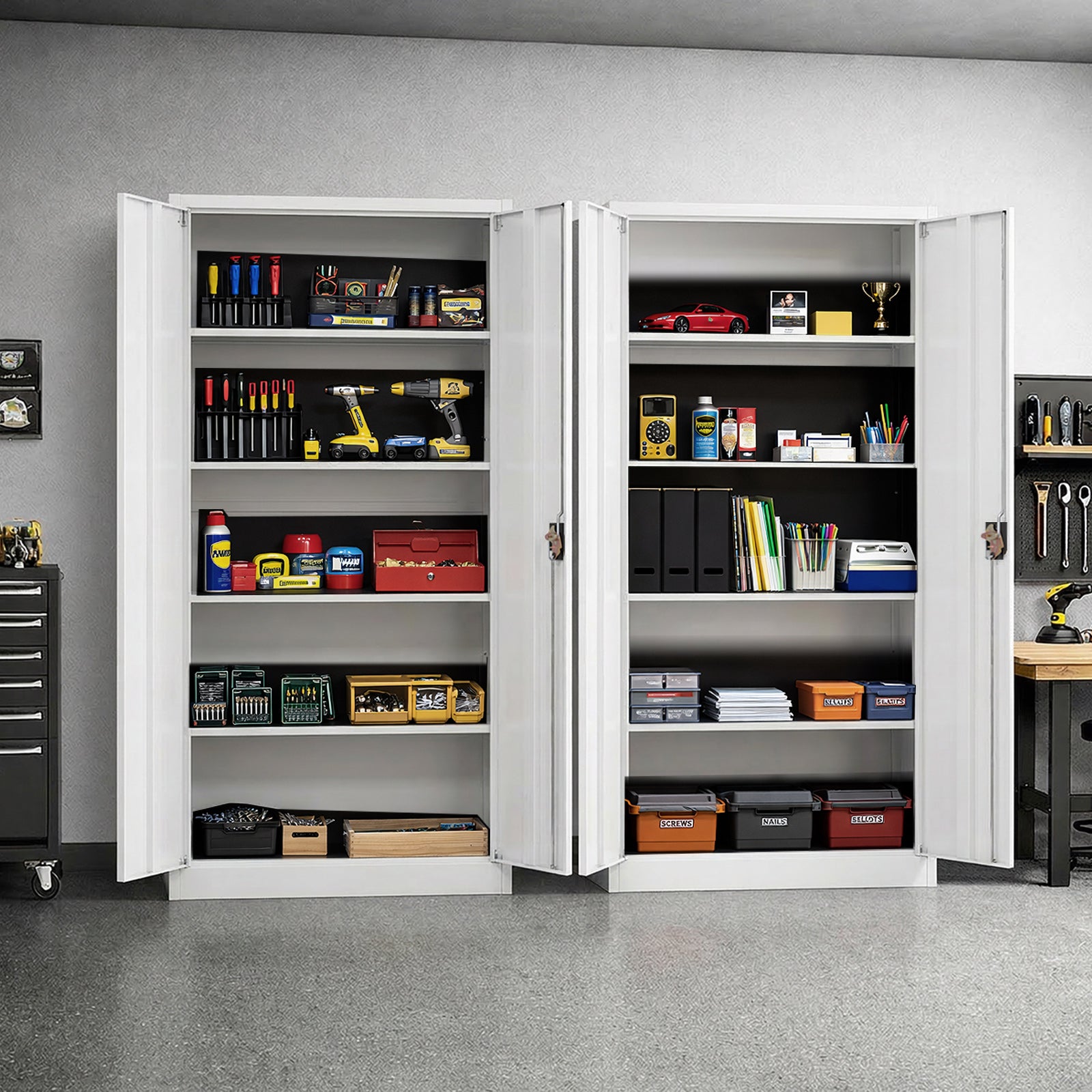 Oikiture Lockable Filing Cabinet 185cm Steel Office Document Storage - Sunyee