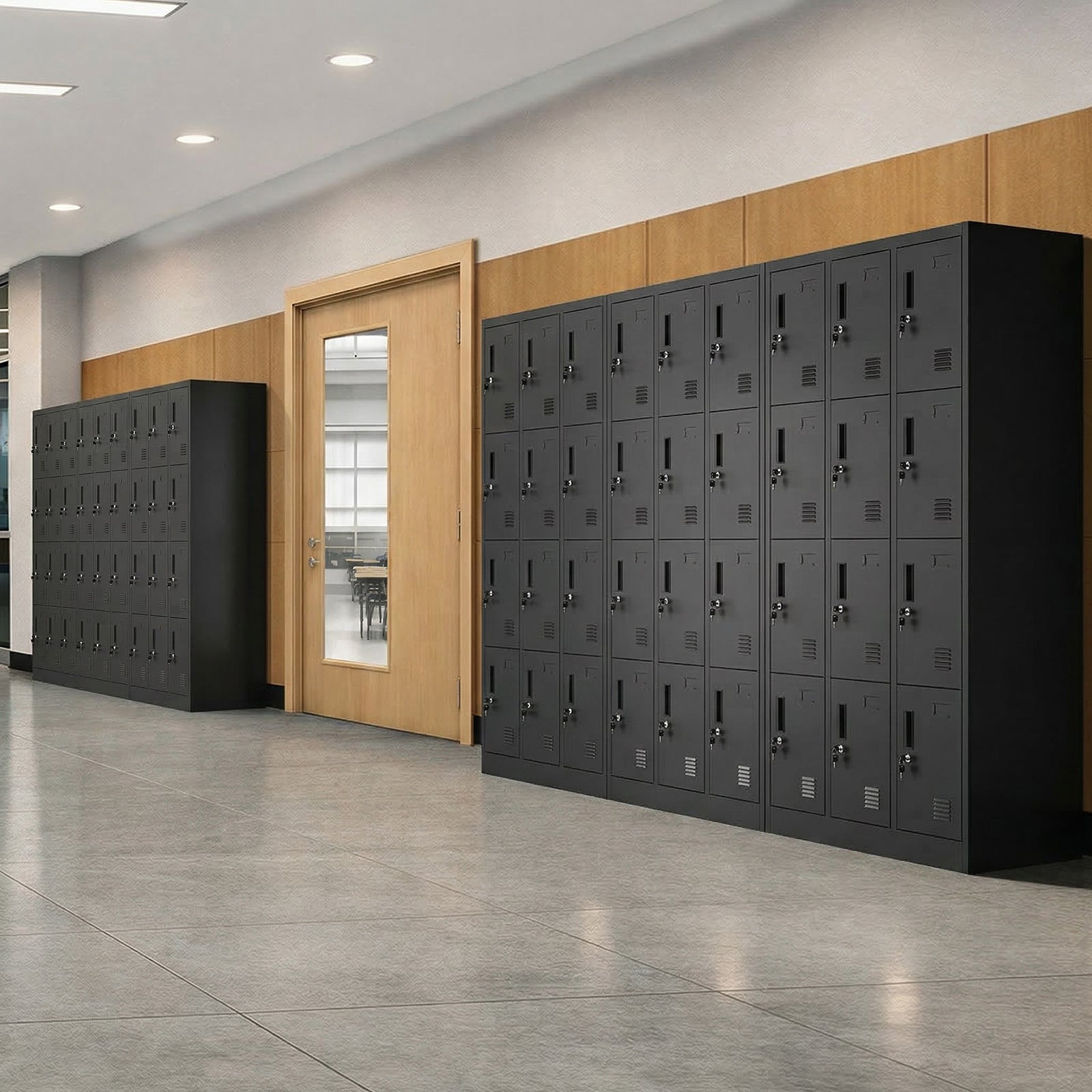 Oikiture 12 Doors Locker Cabinet Steel Storage Cupboard Office School Gym Black - Sunyee