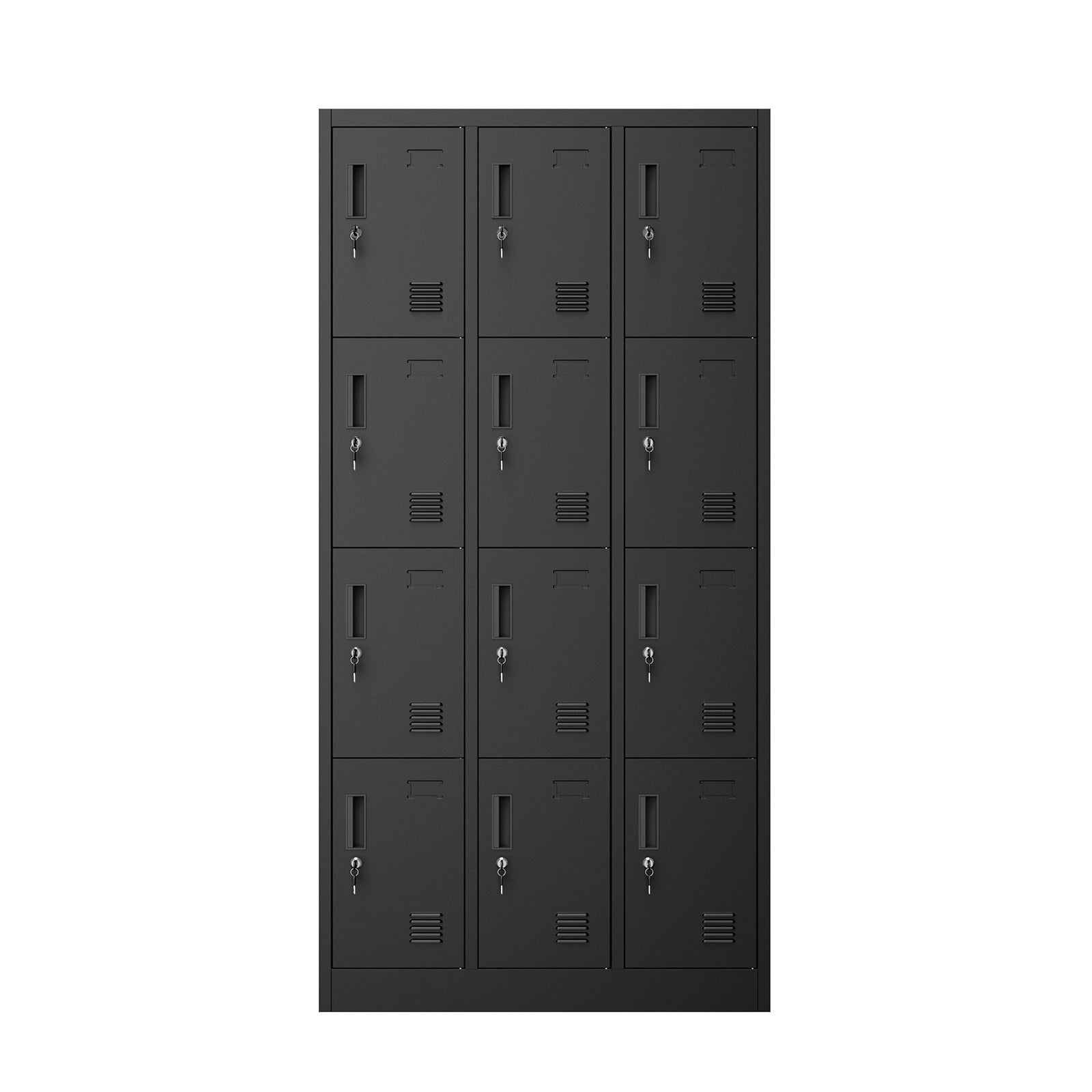 Oikiture 12 Doors Locker Cabinet Steel Storage Cupboard Office School Gym Black - Sunyee