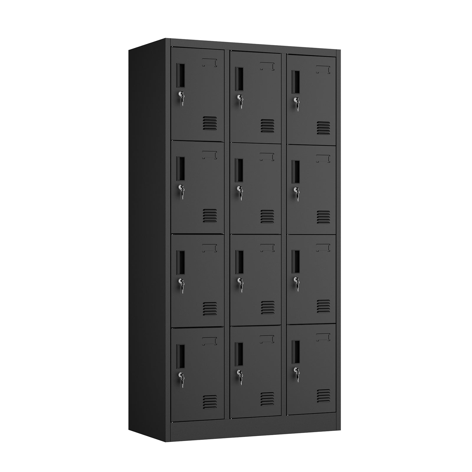 Oikiture 12 Doors Locker Cabinet Steel Storage Cupboard Office School Gym Black - Sunyee