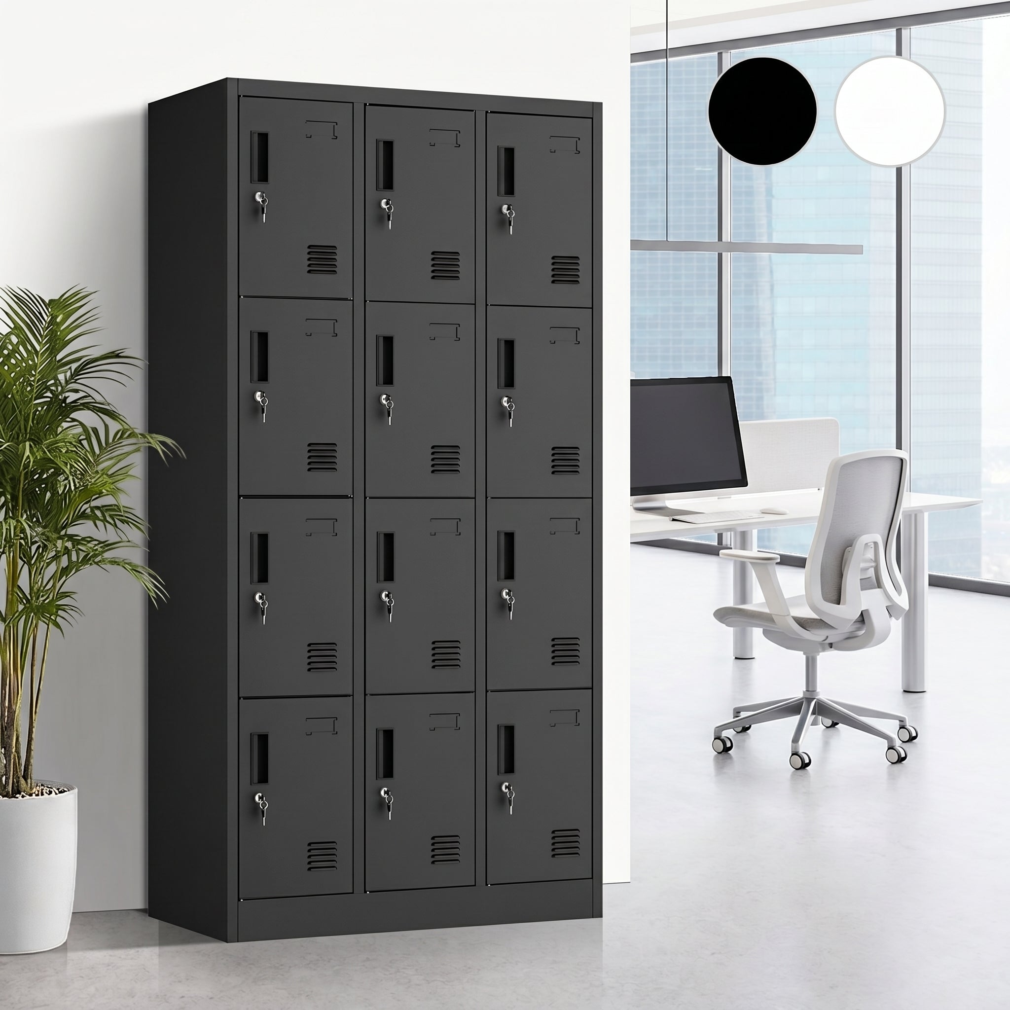 Oikiture 12 Doors Locker Cabinet Steel Storage Cupboard Office School Gym - Sunyee