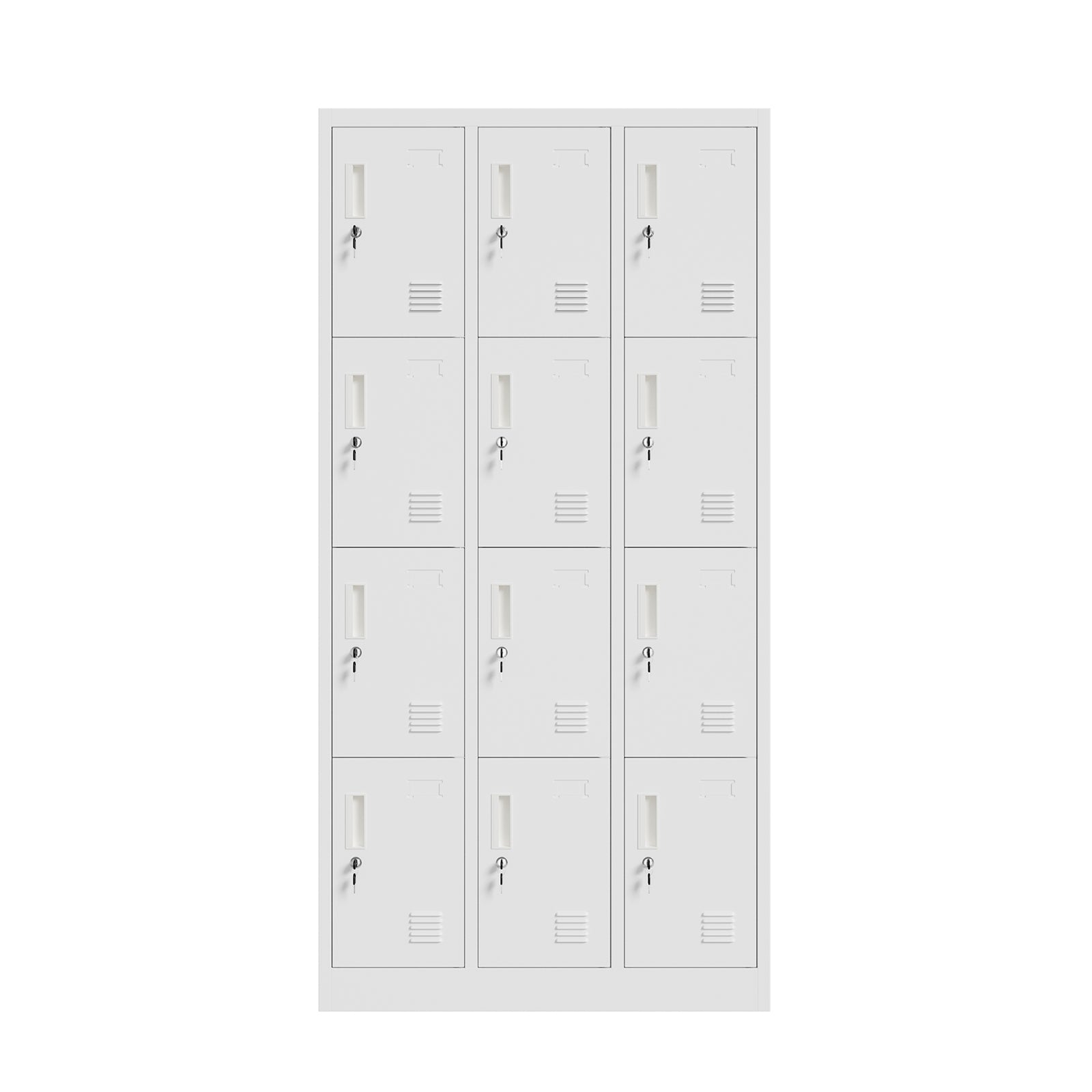 Oikiture 12 Doors Locker Cabinet Steel Storage Cupboard Office School Gym White - Sunyee