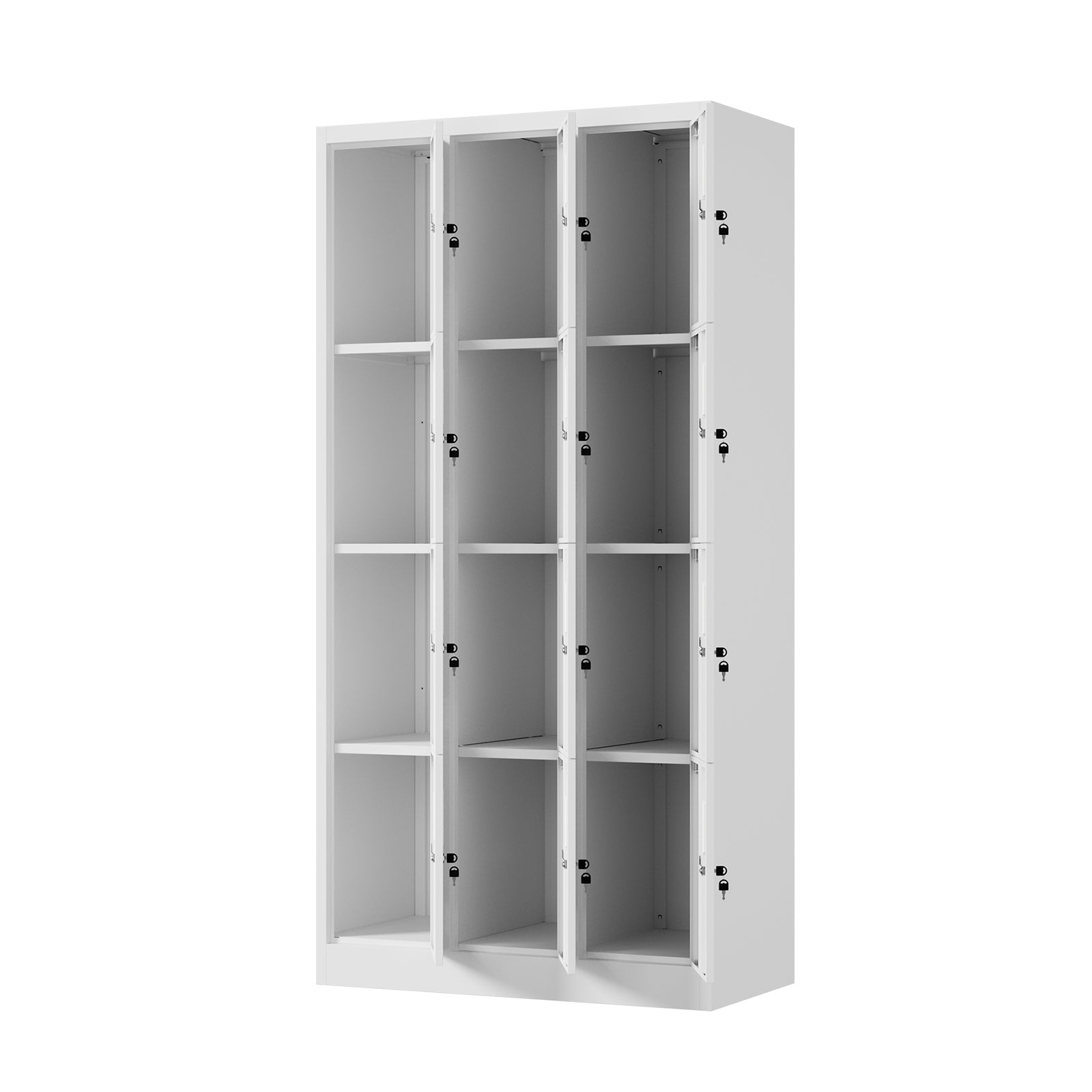 Oikiture 12 Doors Locker Cabinet Steel Storage Cupboard Office School Gym White - Sunyee