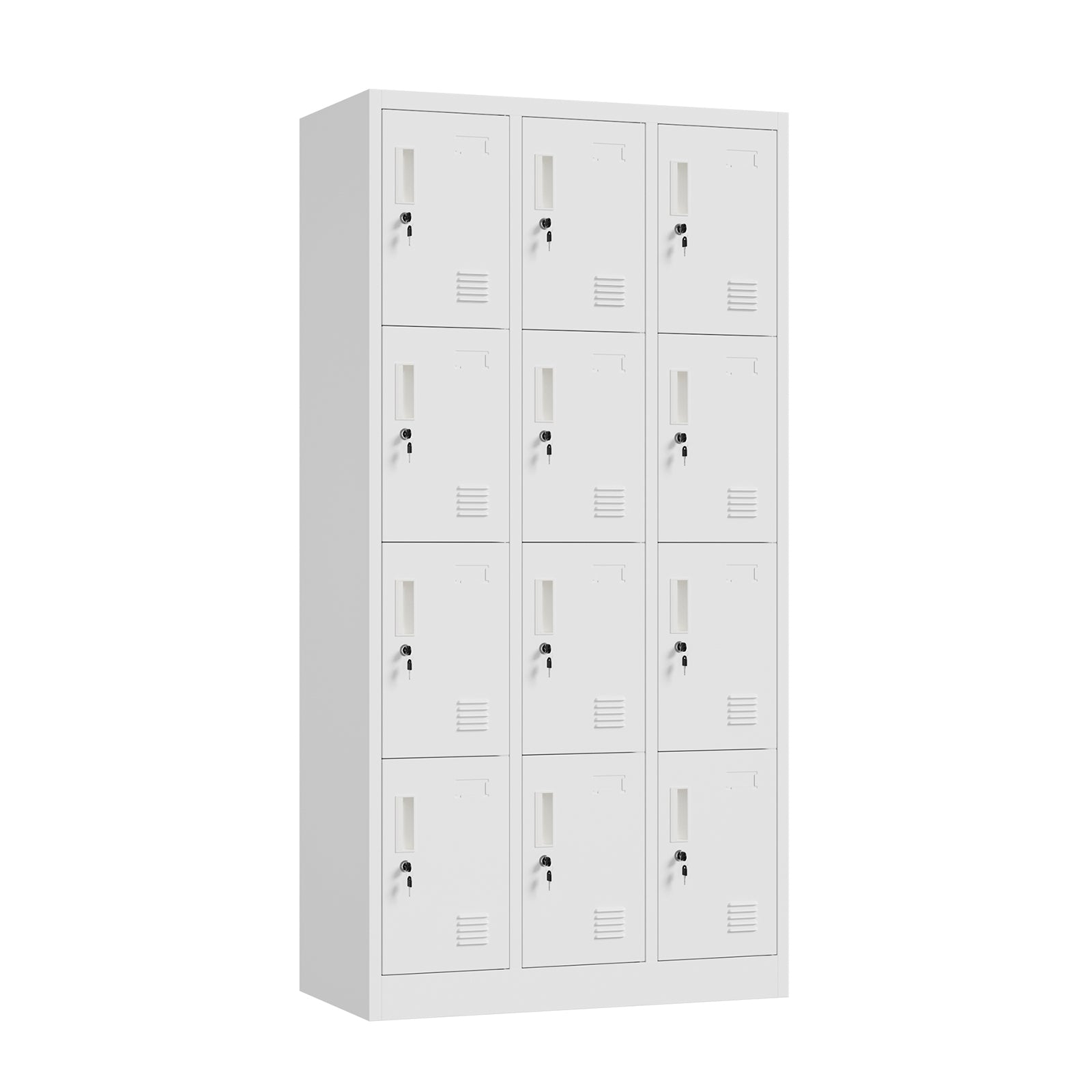 Oikiture 12 Doors Locker Cabinet Steel Storage Cupboard Office School Gym White - Sunyee