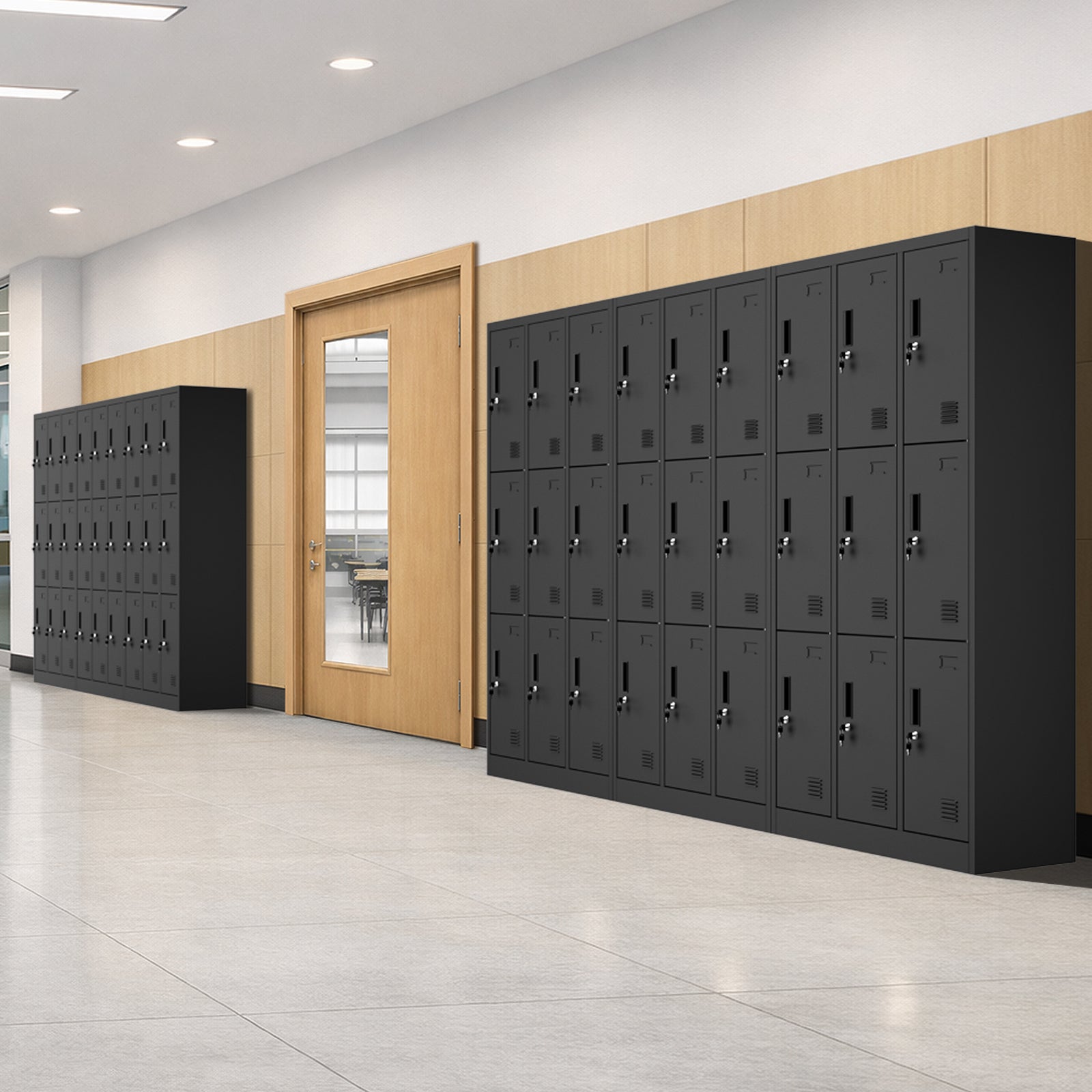 Oikiture 9 Doors Locker Cabinet Steel Storage Cupboard Office School Gym Black - Sunyee