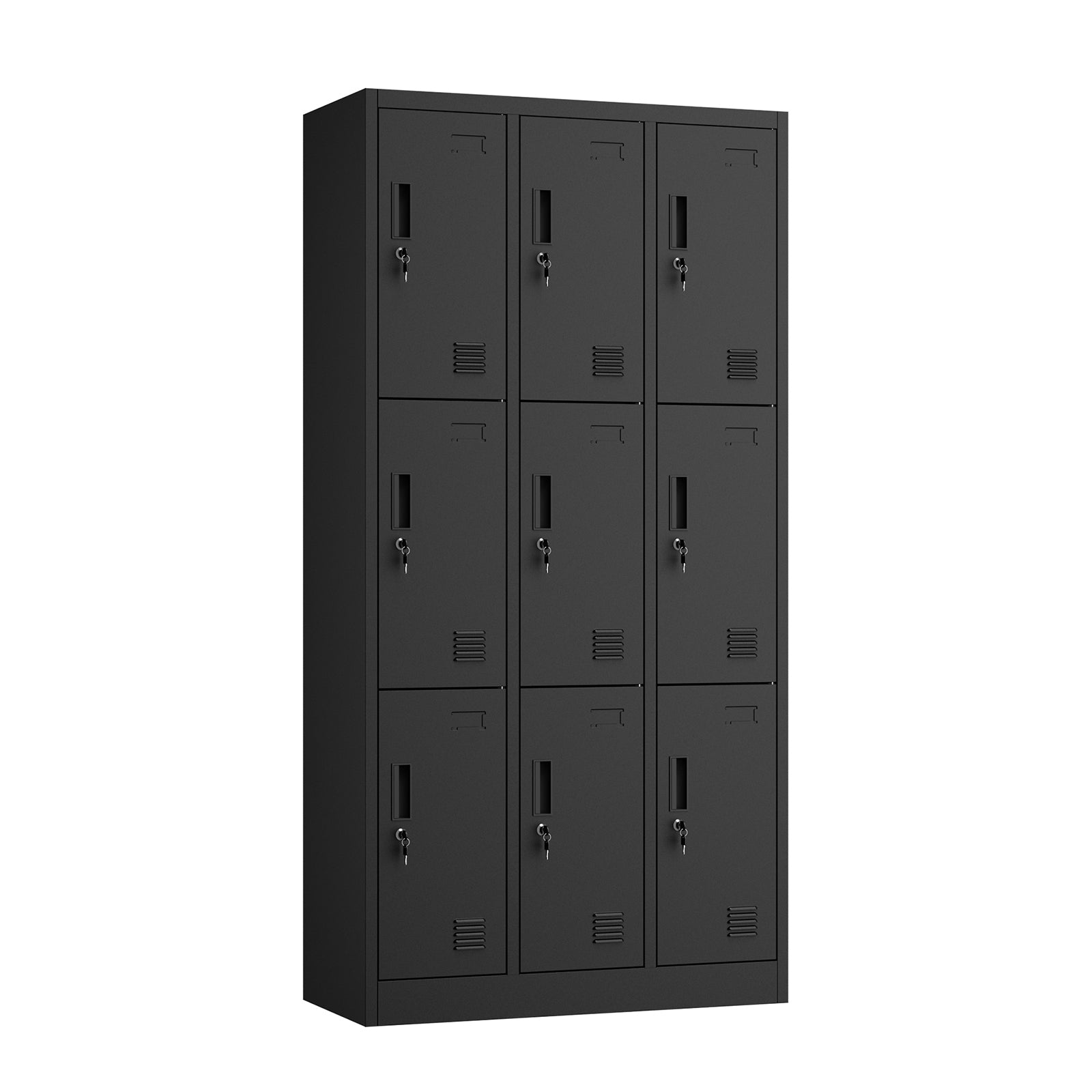 Oikiture 9 Doors Locker Cabinet Steel Storage Cupboard Office School Gym Black - Sunyee