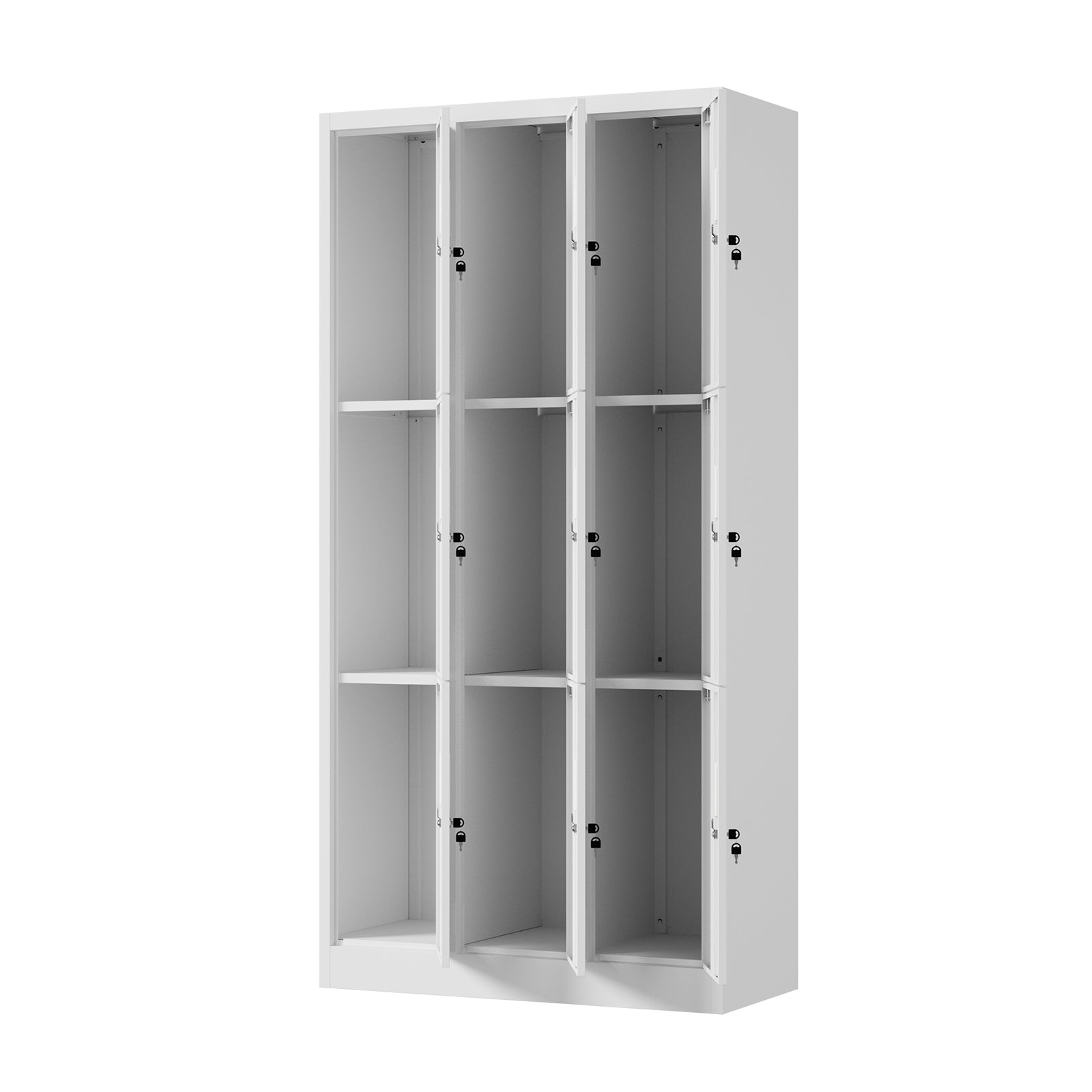 Oikiture 9 Doors Locker Cabinet Steel Storage Cupboard Office School Gym White - Sunyee