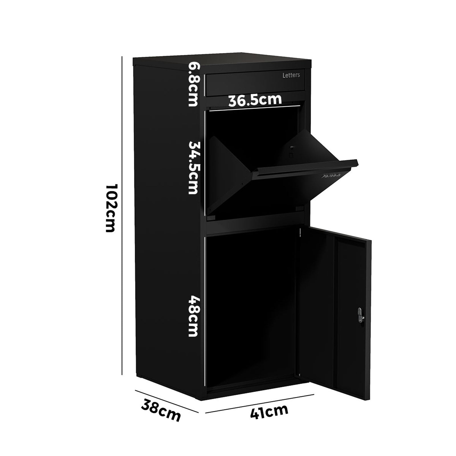 Oikiture Steel Parcel Letterbox Drop Box Package Lockable Storage Black