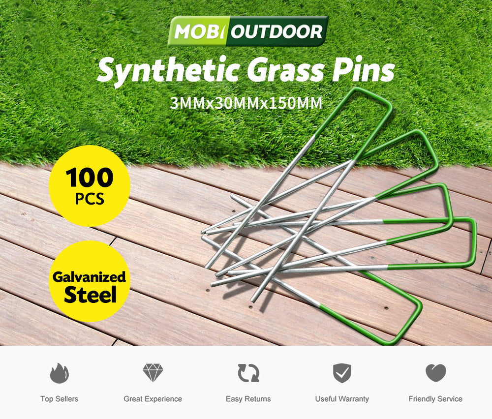 Synthetic Artificial Grass Pins Fake Lawn Turf Weed Mat U Pegs Weedmat 100pcs - Sunyee
