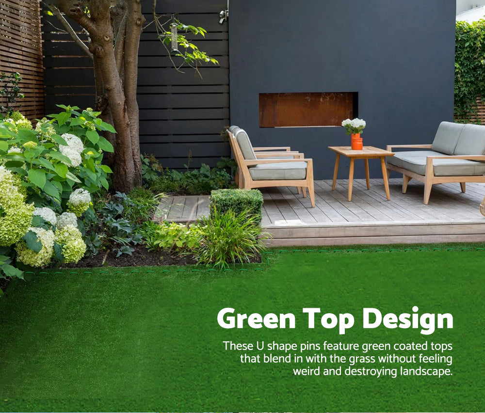 Synthetic Artificial Grass Pins Fake Lawn Turf Weed Mat U Pegs Weedmat 100pcs - Sunyee