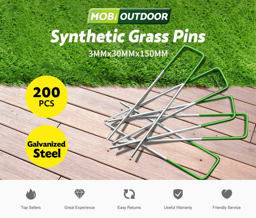 Synthetic Artificial Grass Pins Fake Lawn Turf Weed Mat U Pegs Weedmat 200pcs - Sunyee