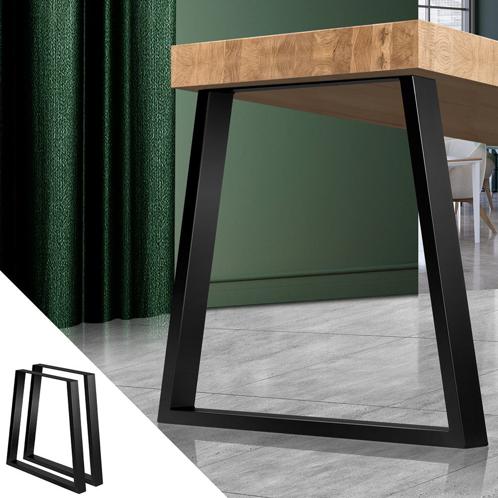 Oikiture 2x Coffee Dining Table Legs Industrial Vintage Bench Trapezoid Metal - Sunyee