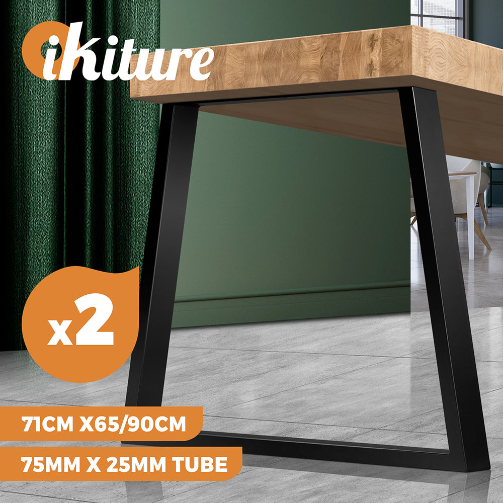 Oikiture 2x Coffee Dining Table Legs Trapezoid Industrial Vintage Bench Metal - Sunyee