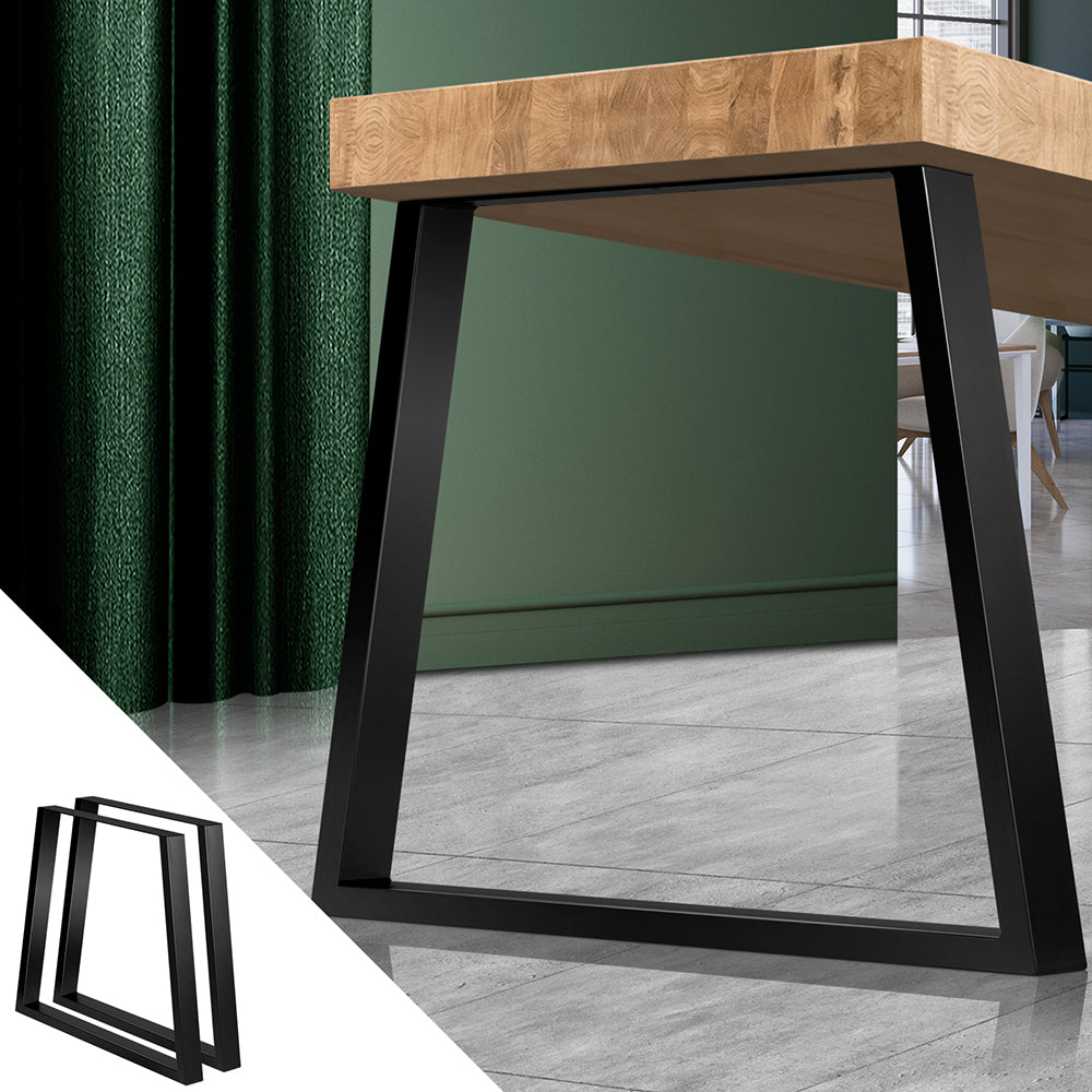 Oikiture 2x Coffee Dining Table Legs Trapezoid Industrial Vintage Bench Metal - Sunyee