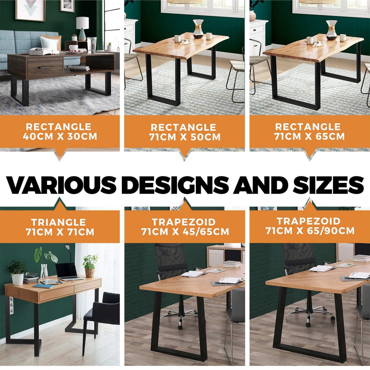 Oikiture 2X/4X Coffee Dining Table Legs Bench DIY Steel Metal Industrial Black