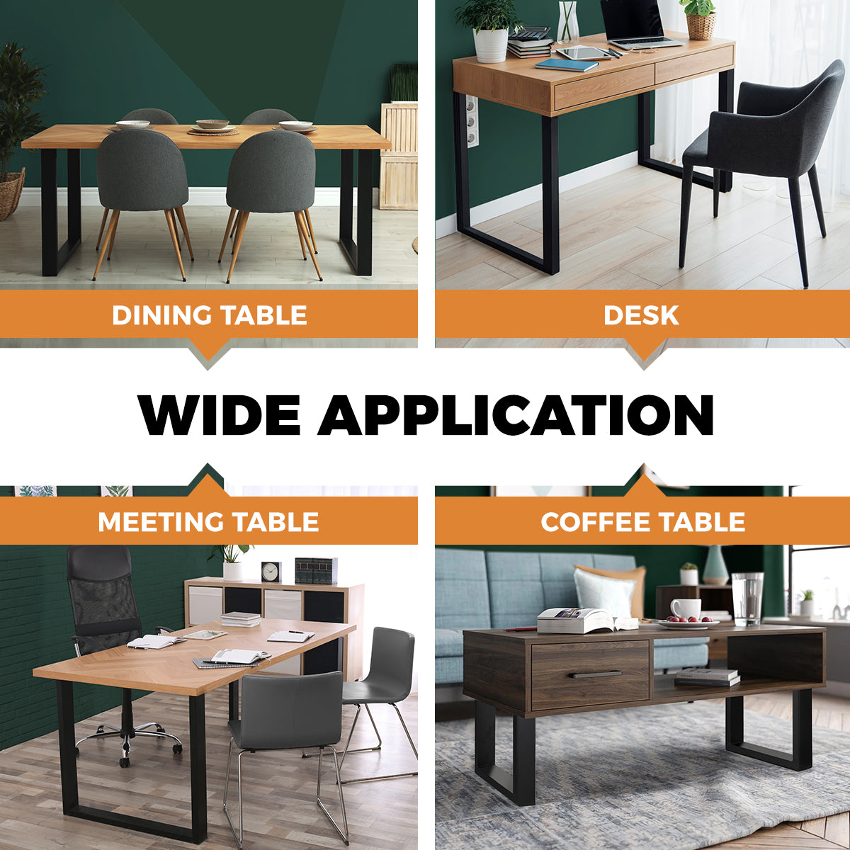 Oikiture 2X/4X Coffee Dining Table Legs Bench Box DIY Steel Metal Industrial