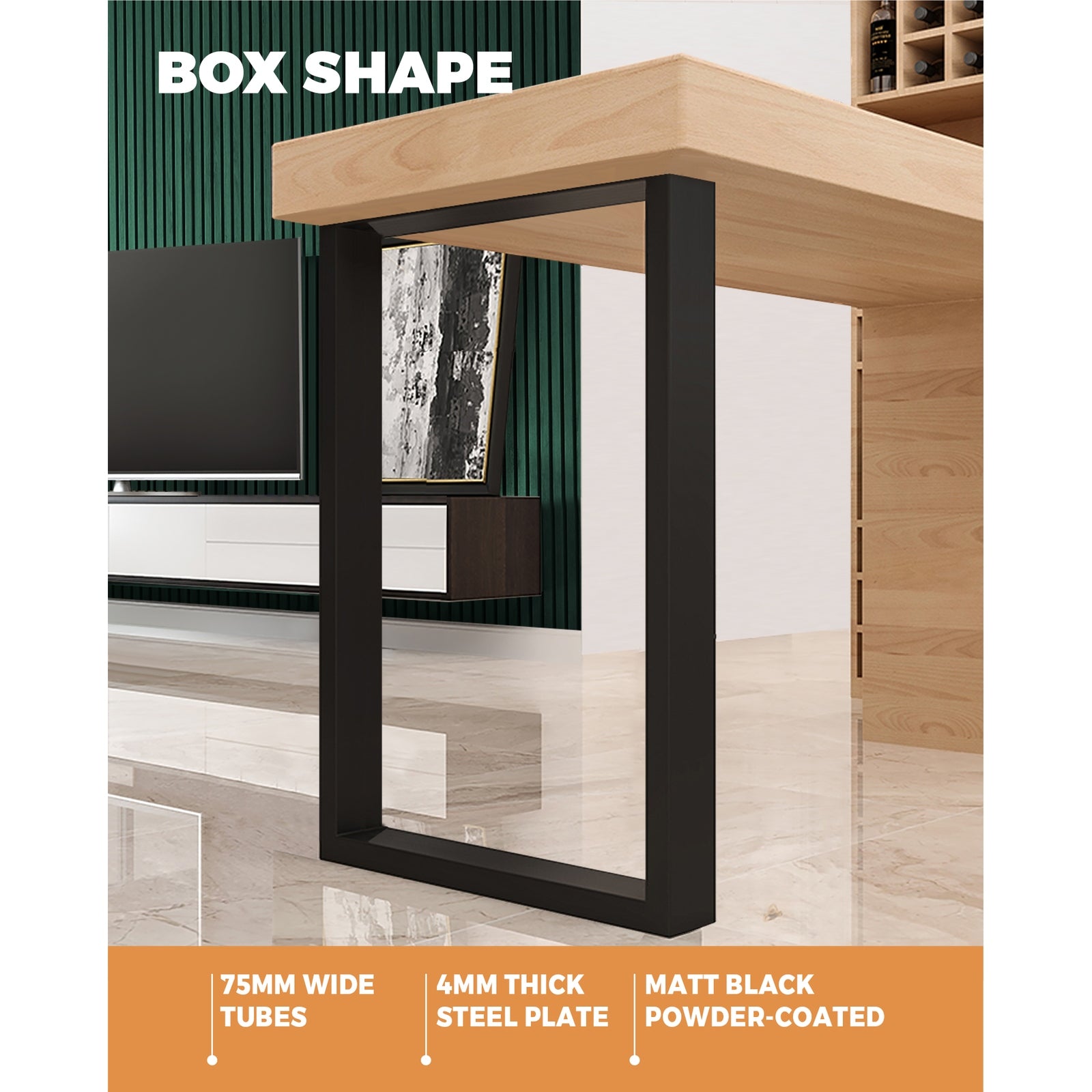 Oikiture 4X Coffee Dining Table Legs Bench Box Steel Metal Industrial 71 X 50CM - Sunyee