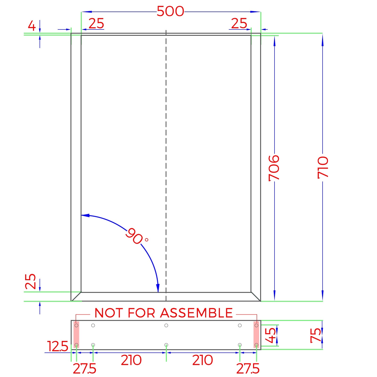 Oikiture 4X Coffee Dining Table Legs Bench Box Steel Metal Industrial 71 X 50CM - Sunyee