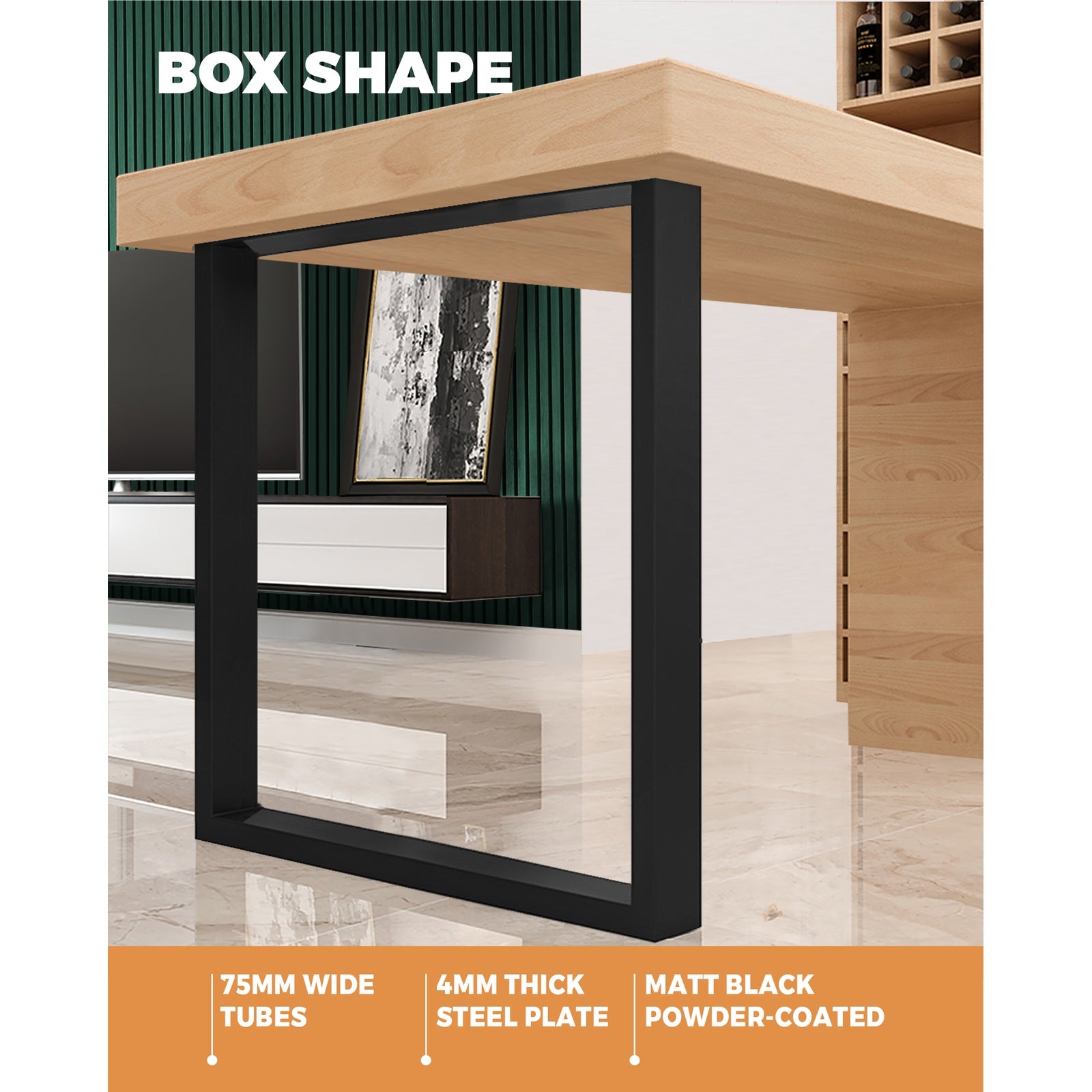 Oikiture 4X Coffee Dining Table Legs Bench Box Steel Metal Industrial 71 X 65CM - Sunyee