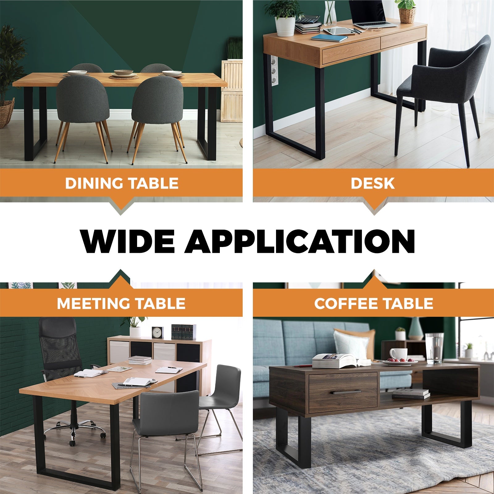 Oikiture 2X Coffee Dining Table Legs Bench Box Steel Metal Industrial 71 X 65CM - Sunyee