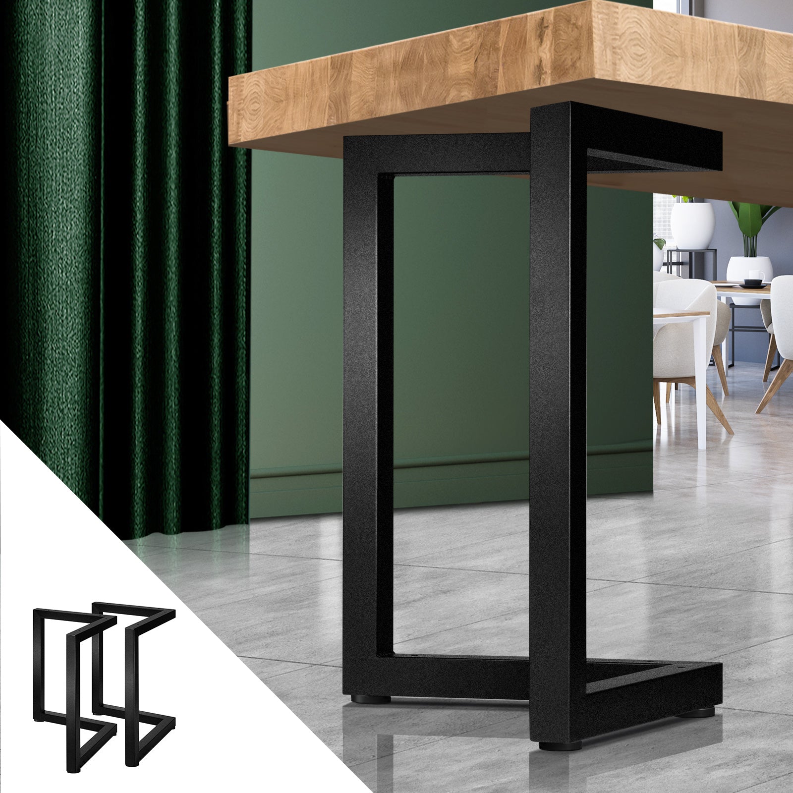 Oikiture 2X Coffee Dining Table Legs Bench Steel Metal Industrial 71 X 70CM - Sunyee